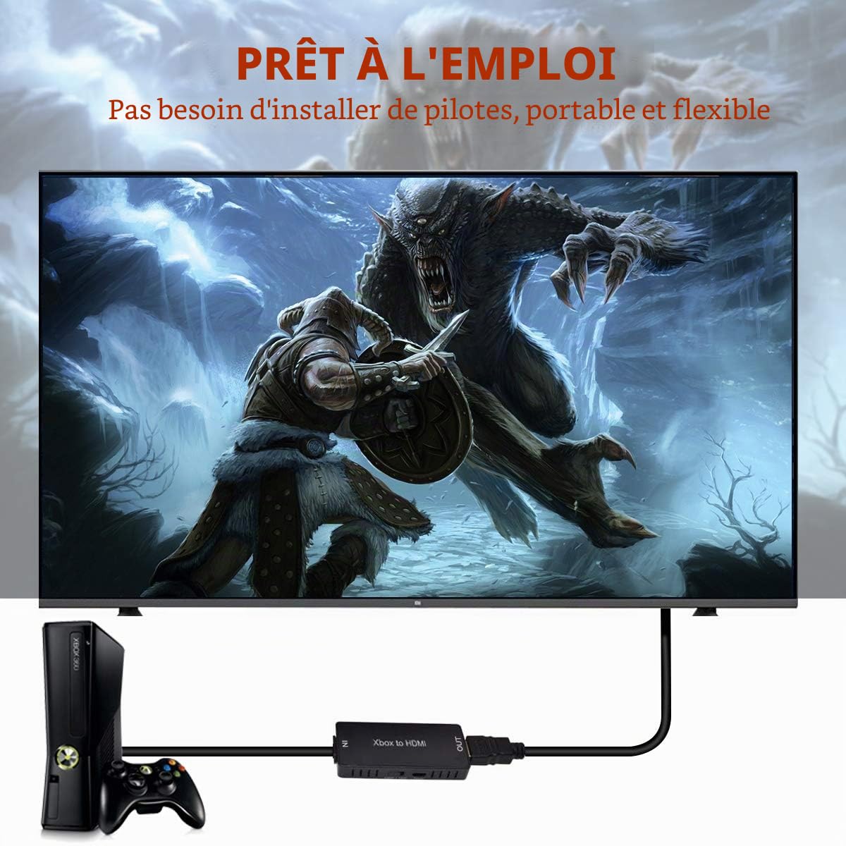 Y.D.F Xbox360 Convertisseur HDMI Xbox360 vers HDMI Câble de Liaison HD Support 720P / 1080P Compatible avec Xbox 360 et Slim