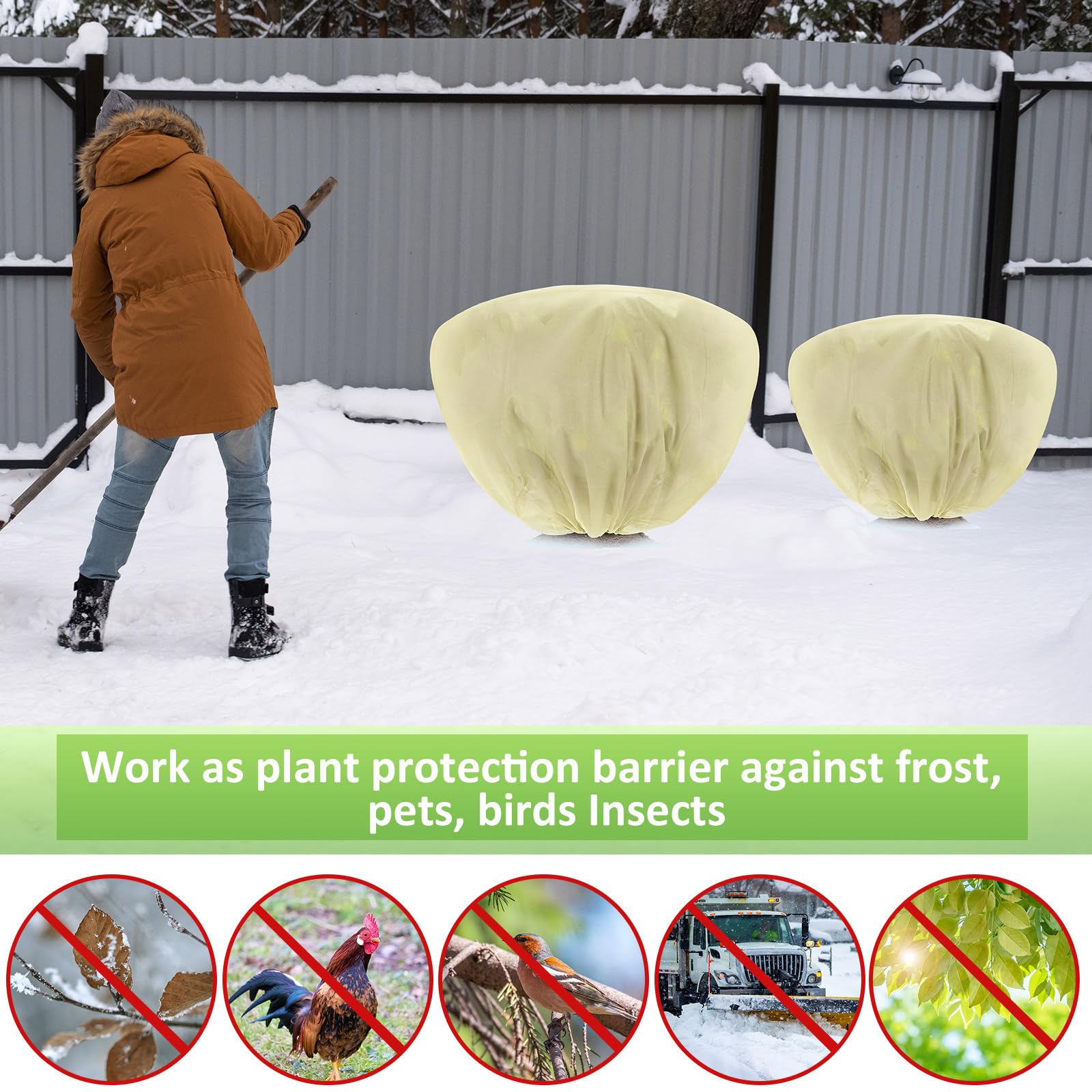 6 fundas de invierno para plantas, protección contra la congelación, 39.4 x 23.6 pulgadas, horizontales, arbustos, rosas, bolsas de protección para plantas, manta contra heladas con cordón para