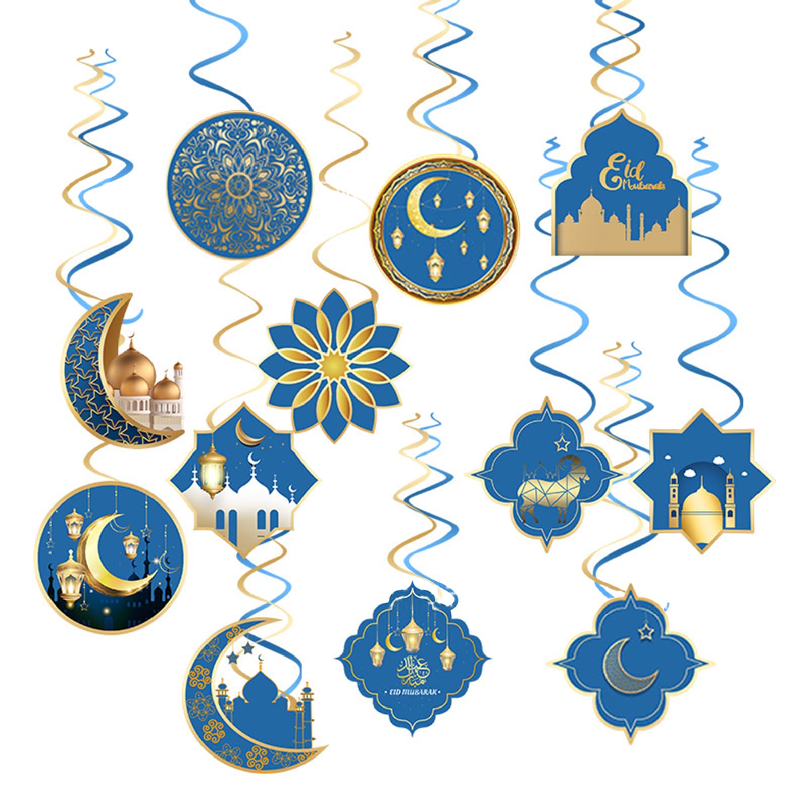 Kalttoy Multicolor Of 12 Castles Eid Festival Spirals Decorations Decorative Pendant Accessories For Parties Indoor Decoration Eid Decorations