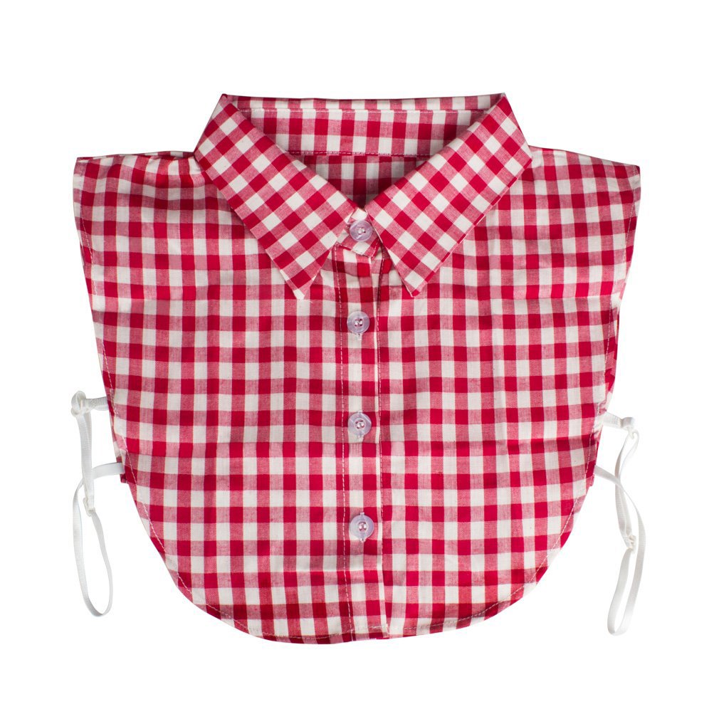 Vpang Women's Stylish Detachable Half Shirt Blouse False Collar Plaid Shirt Collar Fake Collar Dickey Collar - Red - Large