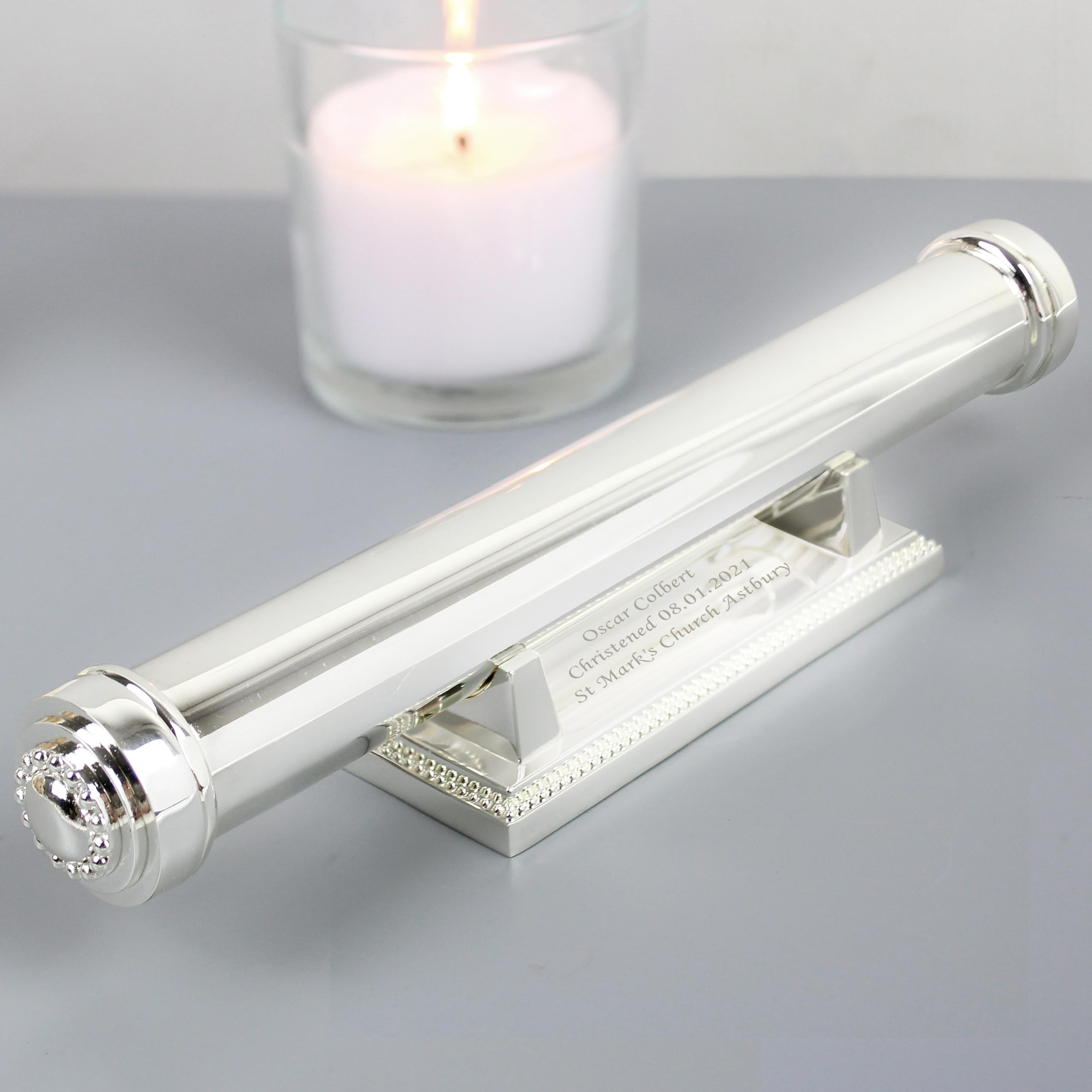 Personalised Memento Ivory Custom Personalised Silver Plated Certificate Holder For Weddings, Christenings, Birth, Graduation, Communion