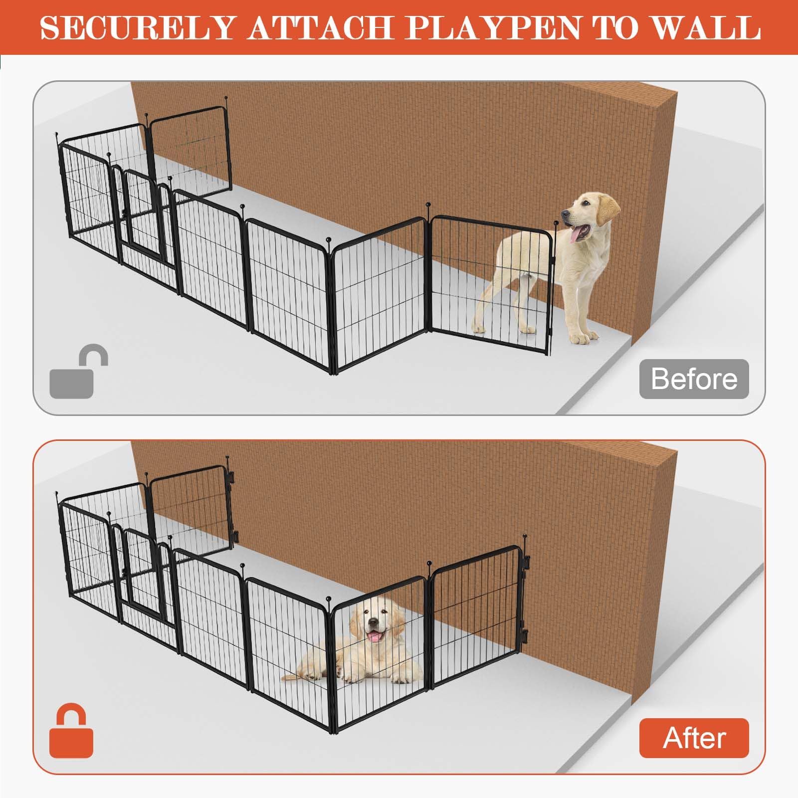 Dog Playpen Wall Mounts FXW Fence-to-Wall Anchors (4-Pack) - Secure Dog ...