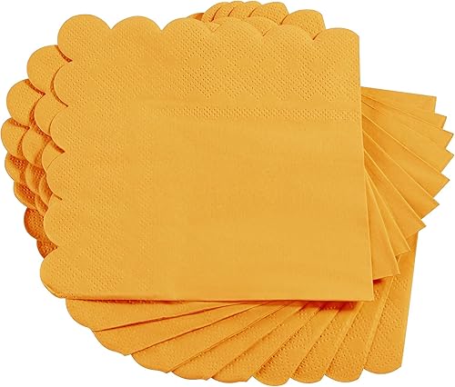Miniatura 48 de Paquete de 100 servilletas de cóctel de 2 capas con bordes festoneados plegadas de 5 x 5 pulgadas, servilletas desechables para cena, boda, fiesta