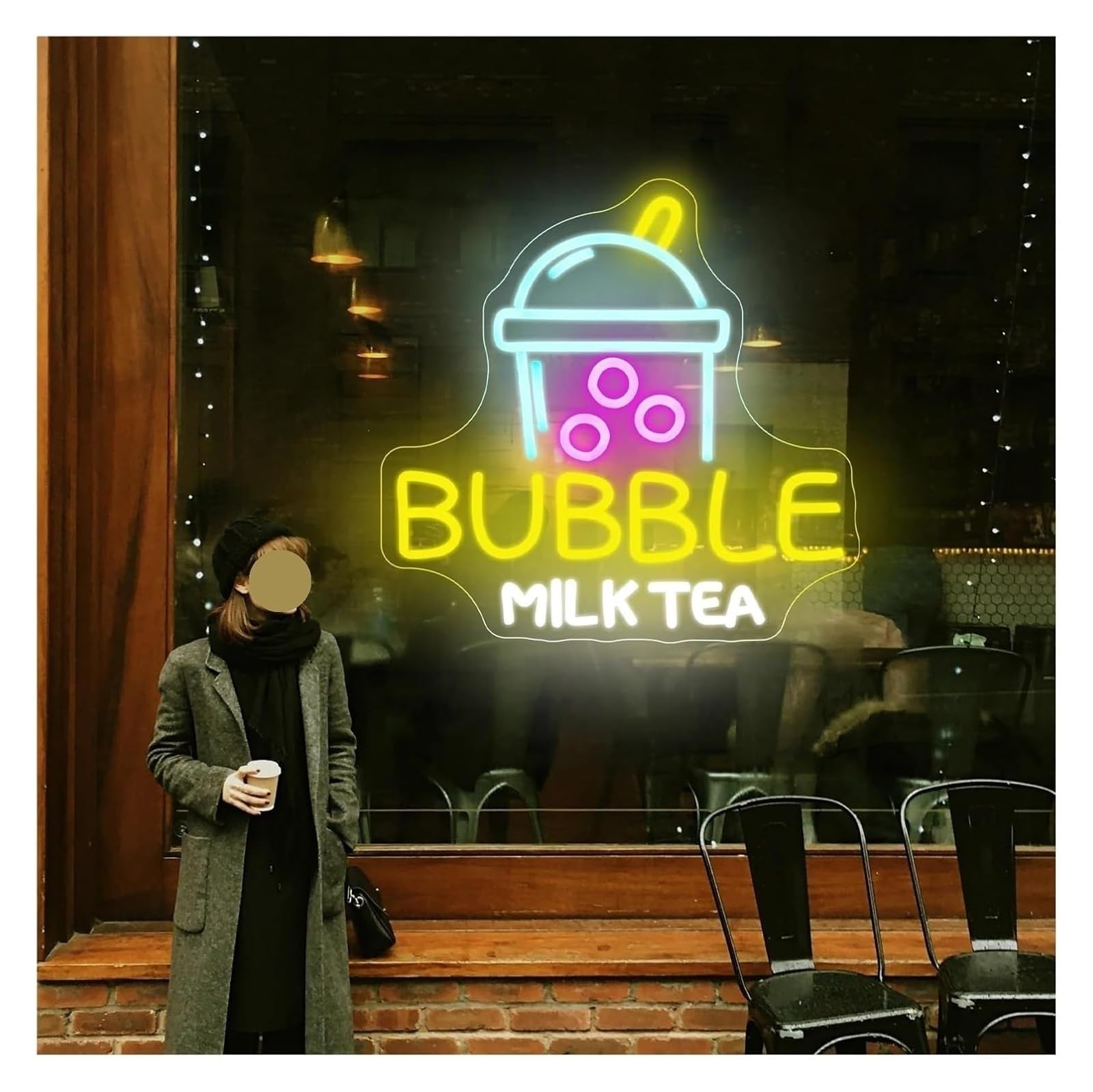 Luci al neon Decorazione luminosa al neon Bubble Milk Tea per insegne per decorazioni murali, verticali per negozi