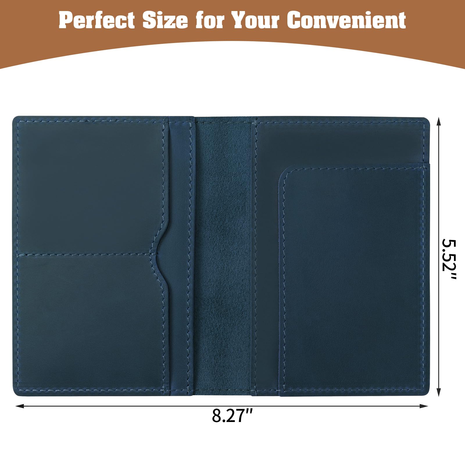 Jack&Chris Funda de piel para pasaporte, funda tipo cartera de viaje para hombres y mujeres, Azul