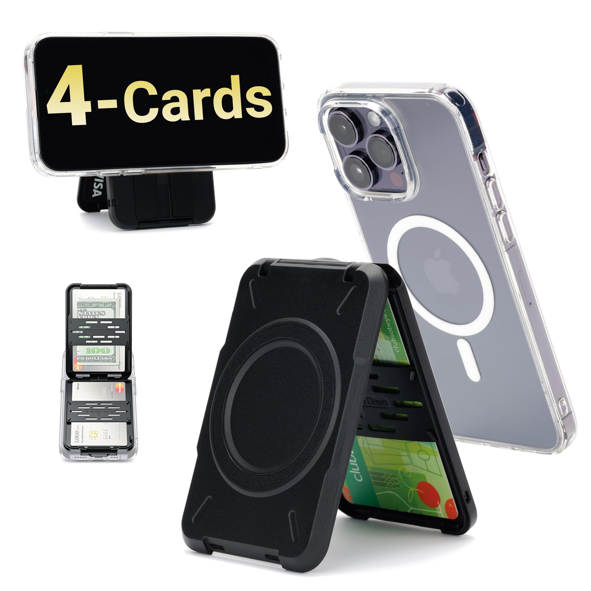 PROfezzion Double Sided Magnetic Phone Wallet, RFID Blocking Snap-on Hard Shell Card - View #2
