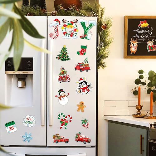 Miniatura 4 de 20 imanes de Navidad para nevera, imanes de decoración de puerta de garaje de Navidad, imanes magnéticos decorativos para nevera para automóvil,