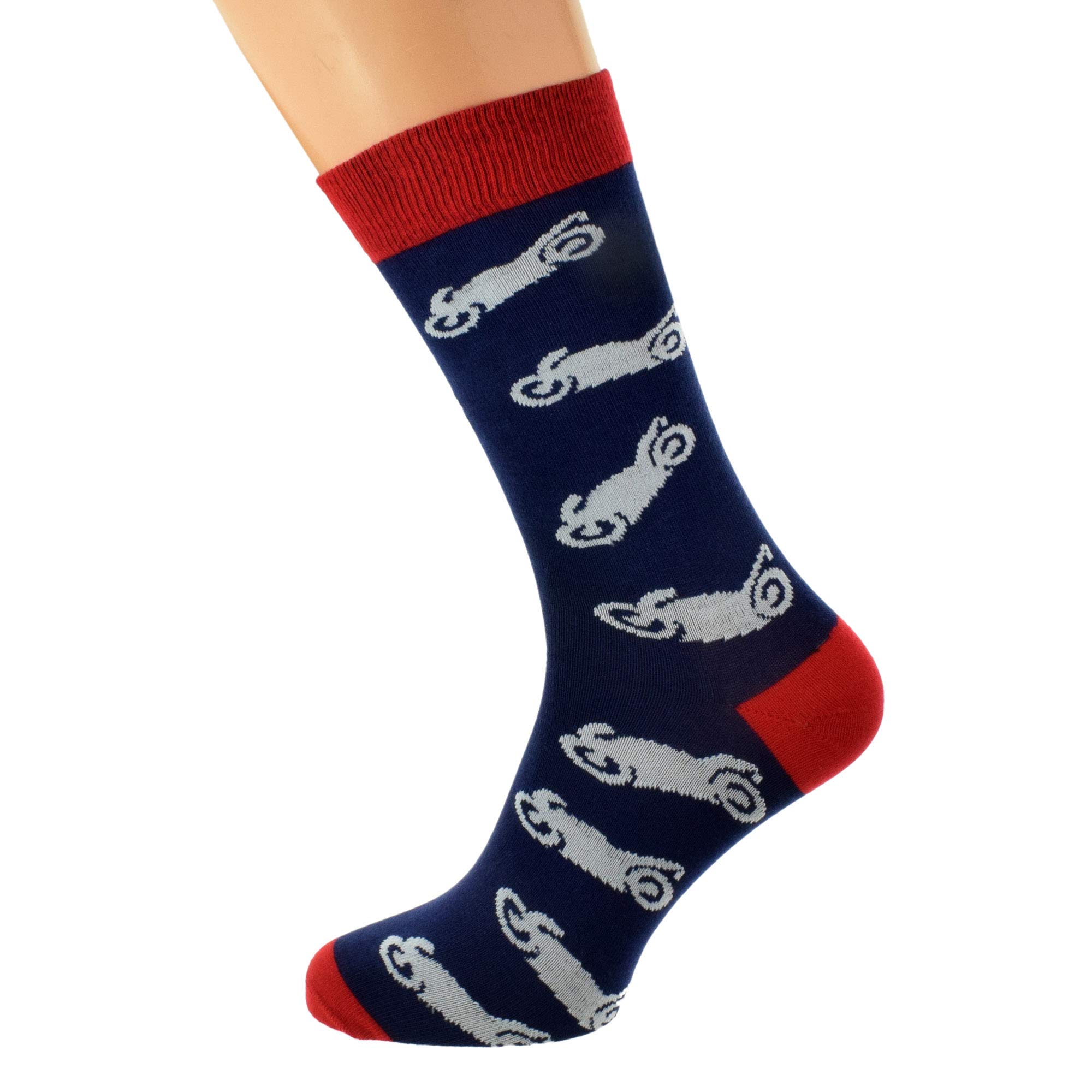 Gtr Prestige Giftware Men's Navy Blue And Red Mad About Motorcycle's Motorbikes Woven Design Socks, Uk Size 5-12