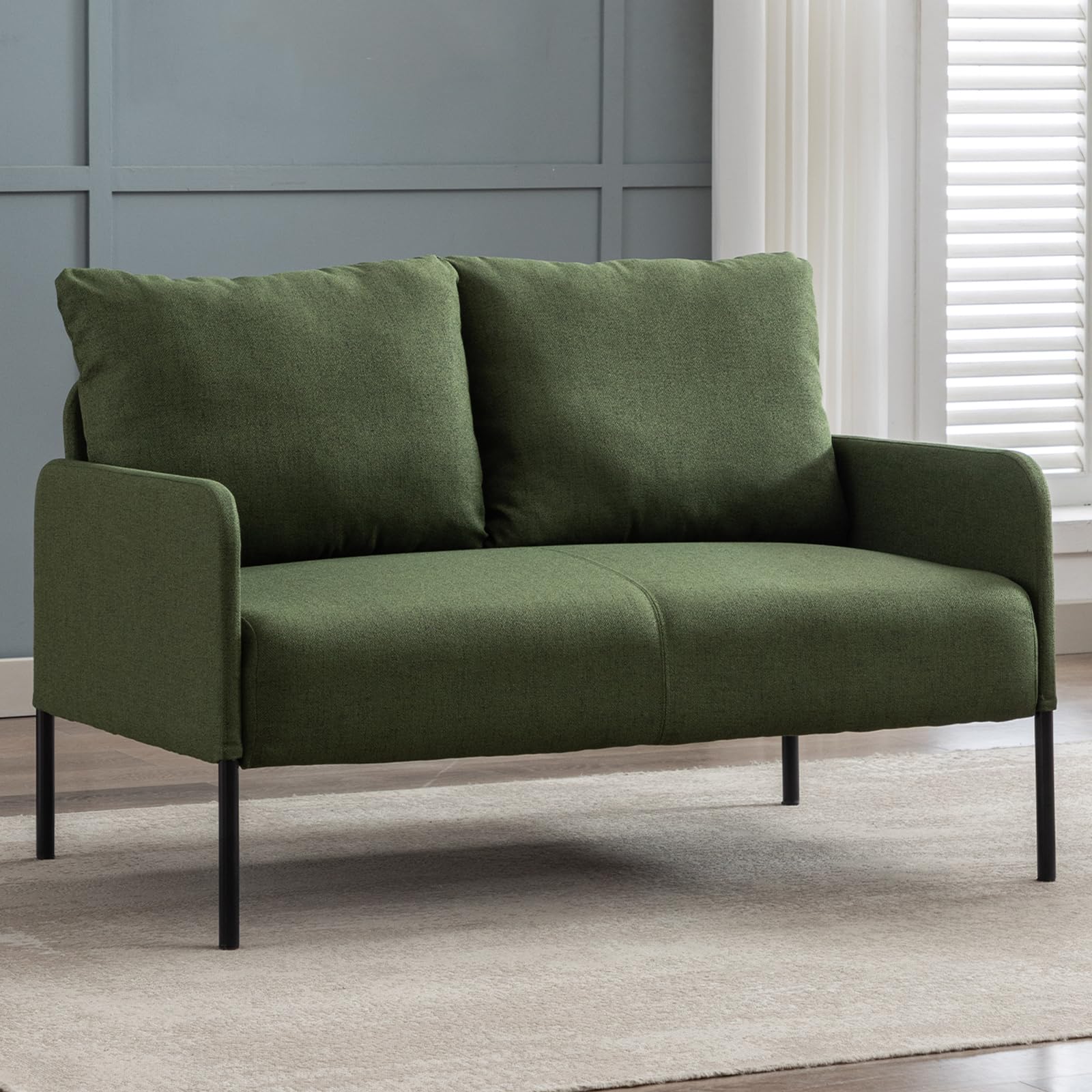 chairus Sofá de 2 Plazas en Lino Sofa Sillón con Reposabrazos Modernos Sofá Chaise Longue Doble de Salón Dormitorio (Verde)