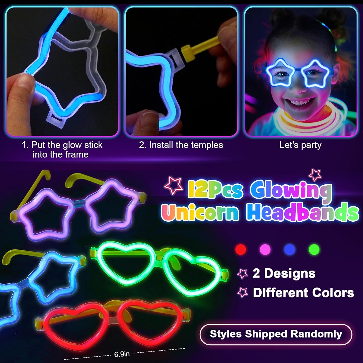 148Pcs Glow in the Dark Party Supplies Unicorn Birthday Favors, Light Up Toys Neon Glasses Glow Sticks Headbands Magic Wands Bracelets, Adult Teen Kid Girl Halloween Unicorn Birthday Party Favors