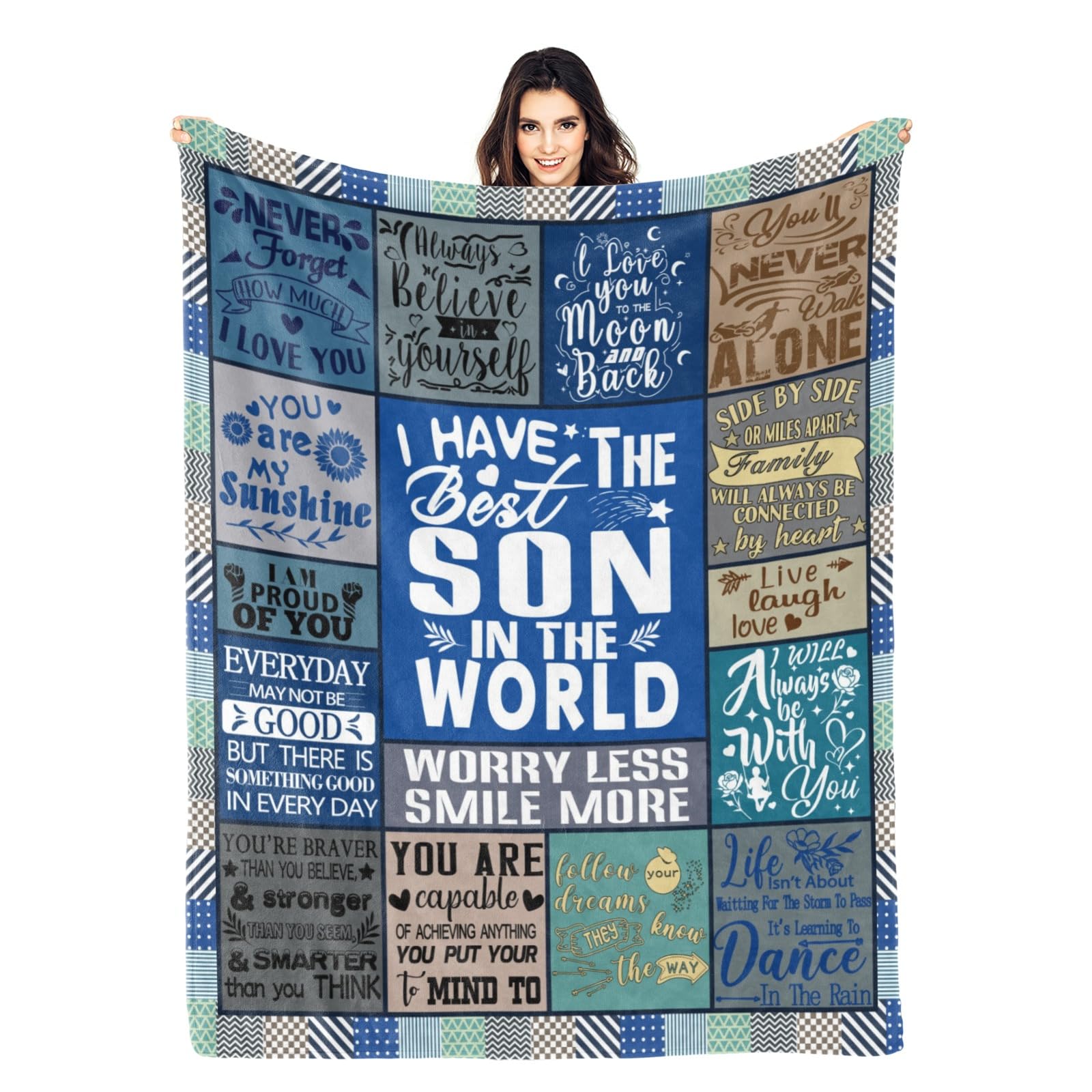 Gifts for Son Blanket from Mom Dad, Soft Throw Blanket for Bed Sofa Decor, Boys Birthday Christmas Back to School Gift for Grown Sons Teen