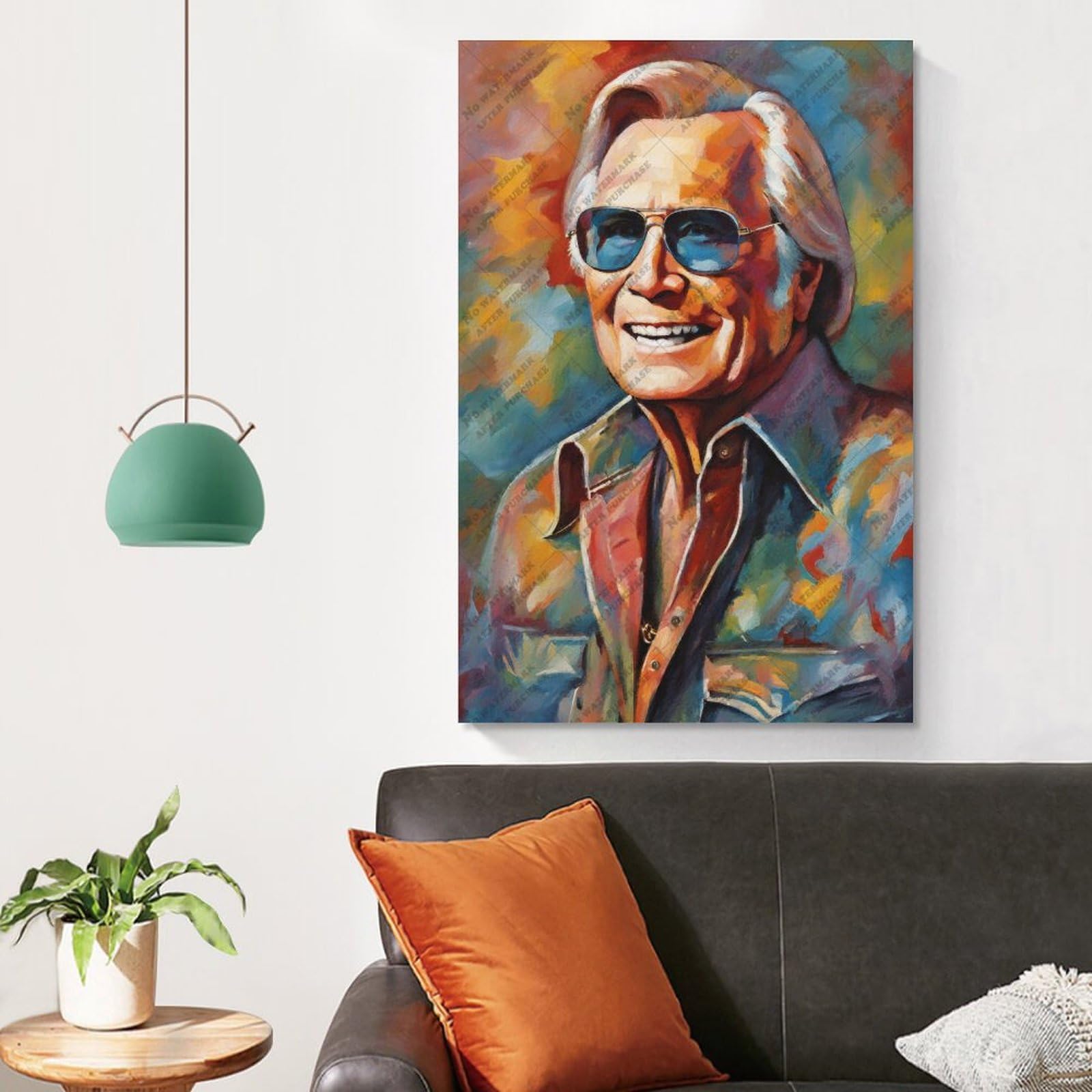 FCOJE Stampa artistica da parete su tela con cantante folk country George_Jones (2), per camera di ragazzi e adolescenti, 60 x 90 cm