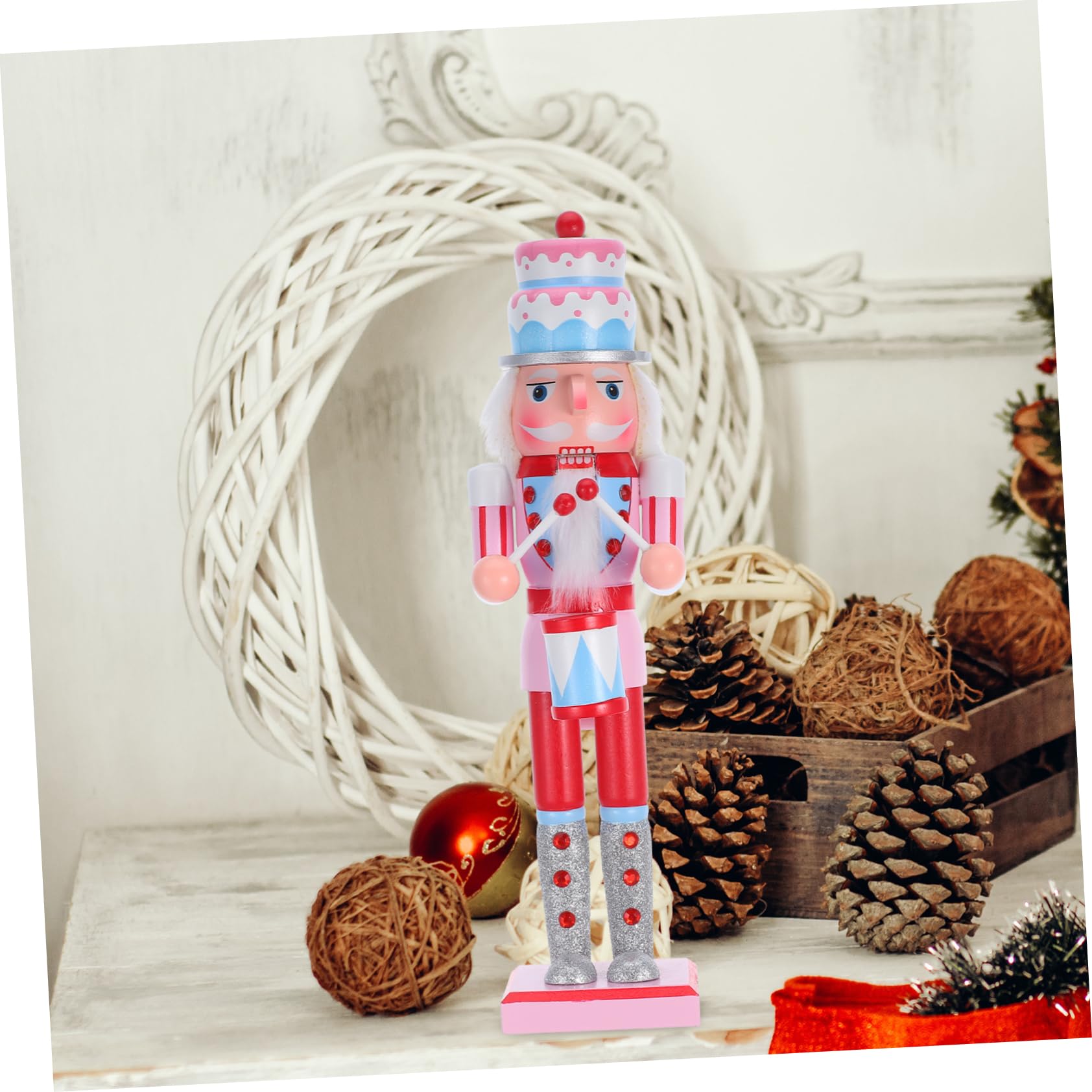 Zerodeko Holz Nussknacker Figur Rosa Bonbon Design für Weihnachts Dekoration Heim und Büro Party Zubehör Tisch Dekoration