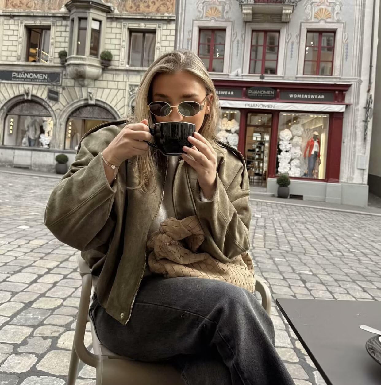 AIWUFLY Womens Suede Zip Up Bomber Jacket Oversized Long Sleeve Pleated Pilot Coat 2025 Casual Fashion Fall Cropped Outerwear - Image 8