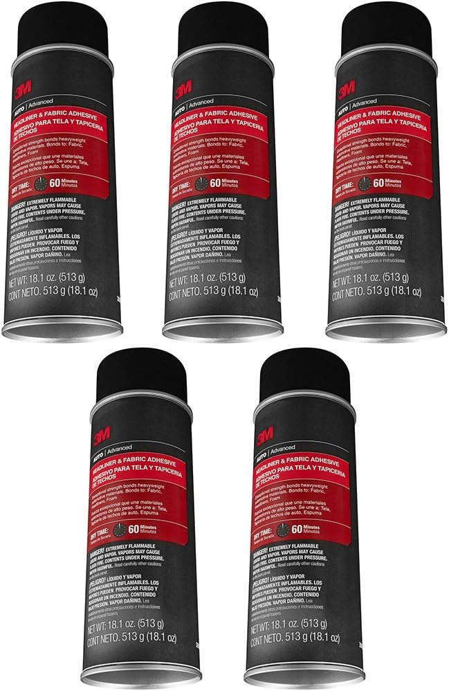 3M 38808 Headliner and Fabric xiavO Adhesive, 18.1 Oz (5 Pack)