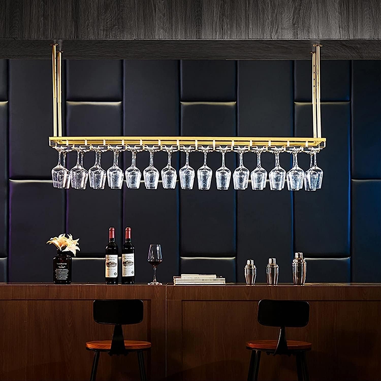 Ceiling Rackall Mounted Bottle Rack Ceiling Glass Rack Hanging Bottle Rack Height 30-60cm Adjustable Good Helper for Restaurants Kitchens and Bars