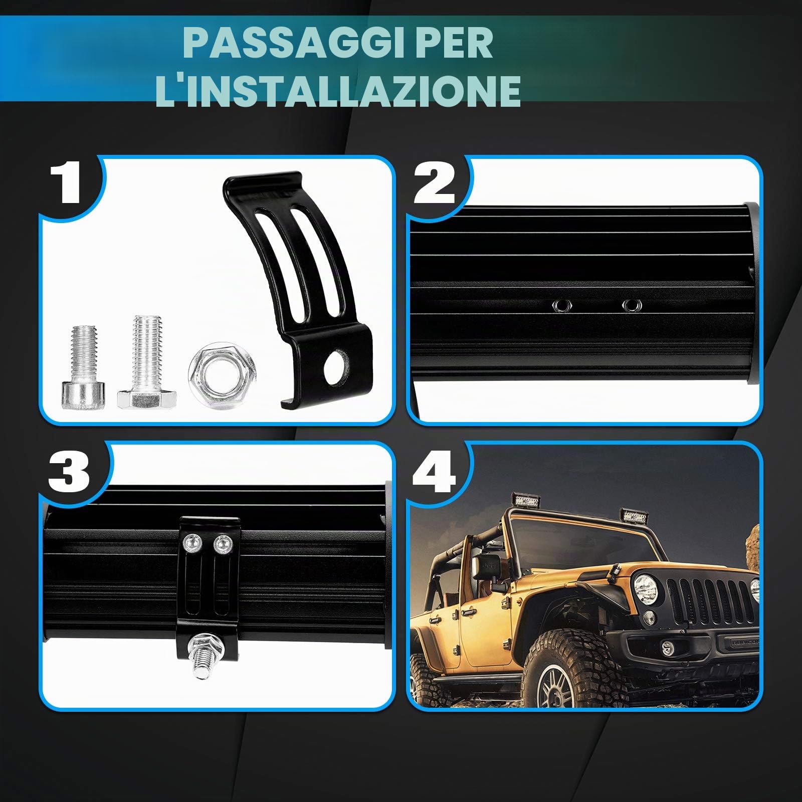 Faro da Lavoro, SUPAREE 7" 120w 21000lm Luci Off Road IP68 impermeabile 6000K Spot and Flood Luce di Profondità' a Led Luci di Lavoro Fuoristrada Quadrate a Led