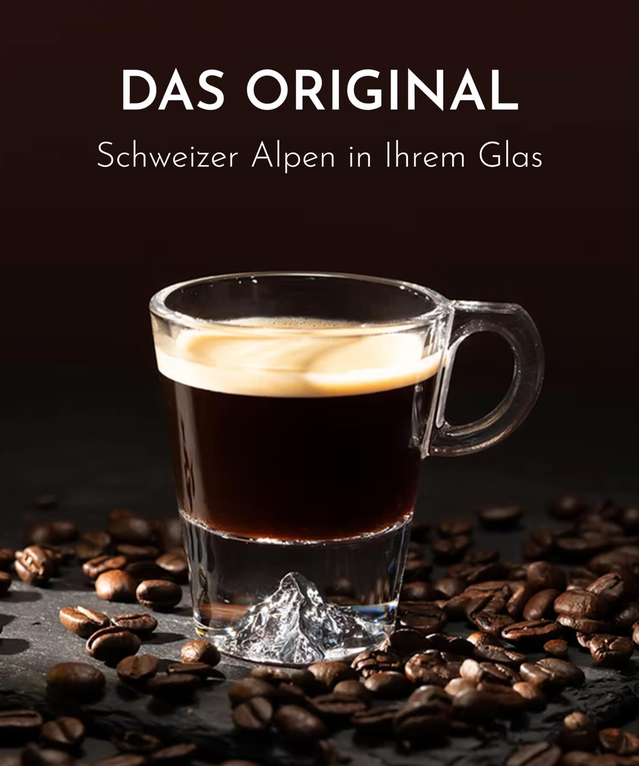 Espressotassen Set 4x60ml mit Henkel, Handgemachte Espresso Gläser aus Borosilikat, Topographic Gläser & Mokkatassen, Espresso Tassen Set mit Geschenkbox