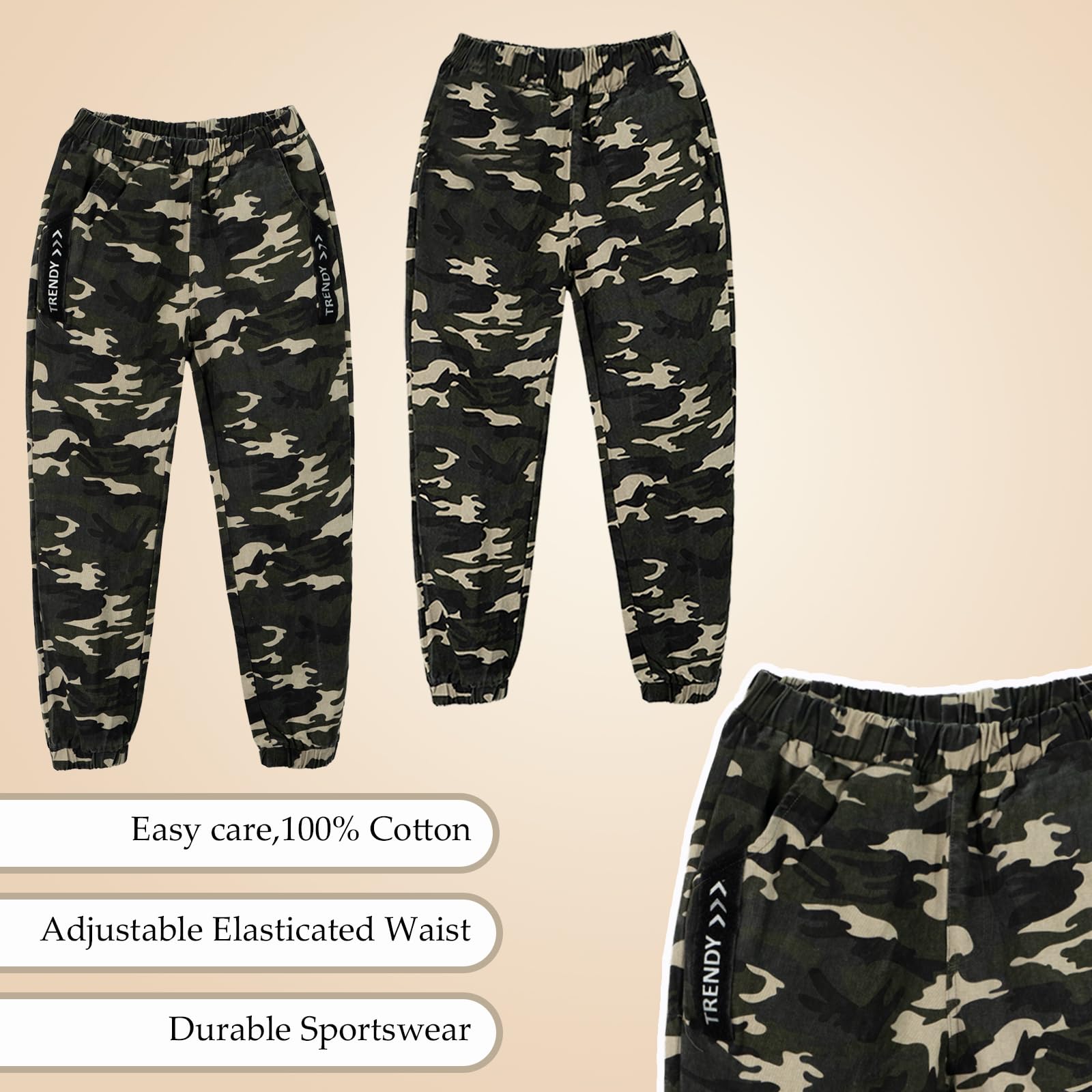 LOLANTA 2PCS Enfants Survêtement Ensemble Sweatshirt à Capuche et Pantalon de Cargo Camouflage pour Garçons 6-13 Ans