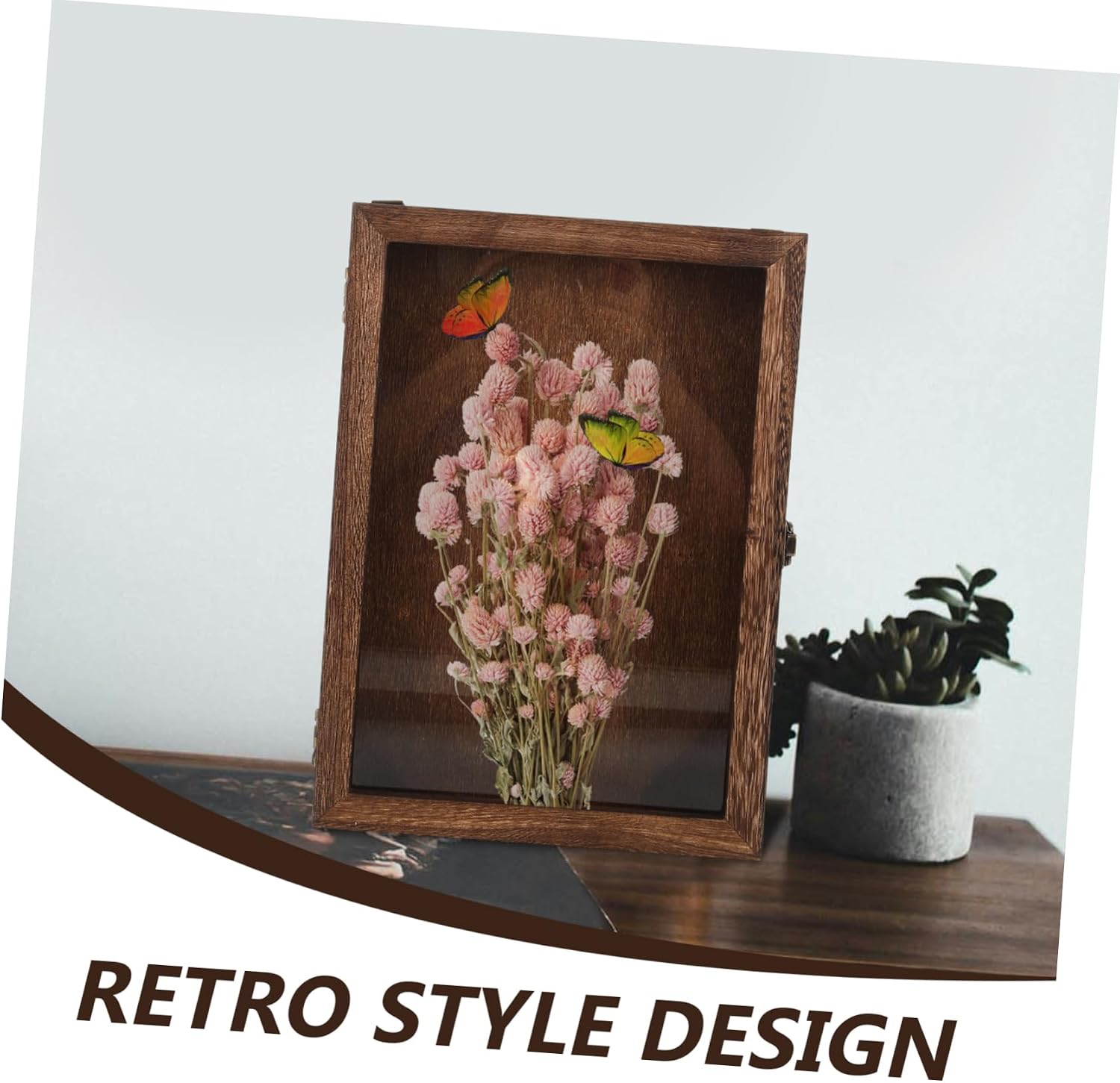 Zerodeko Wooden Specimen Display Box for Butterfly and Dried Flower Collection Vintage -top Design Wall-mountable Carbon