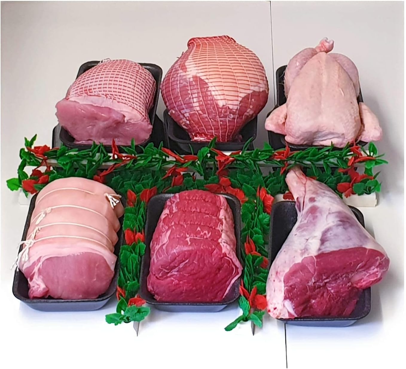 Shukers Butchers Extra Value Ultimate Bargain Family Christmas Meat Hamper Roast Joint Pack Beef, Pork, Lamb, Turkey, Gammon, Chicken, Fresh Modern Family Buy Meat Pack.