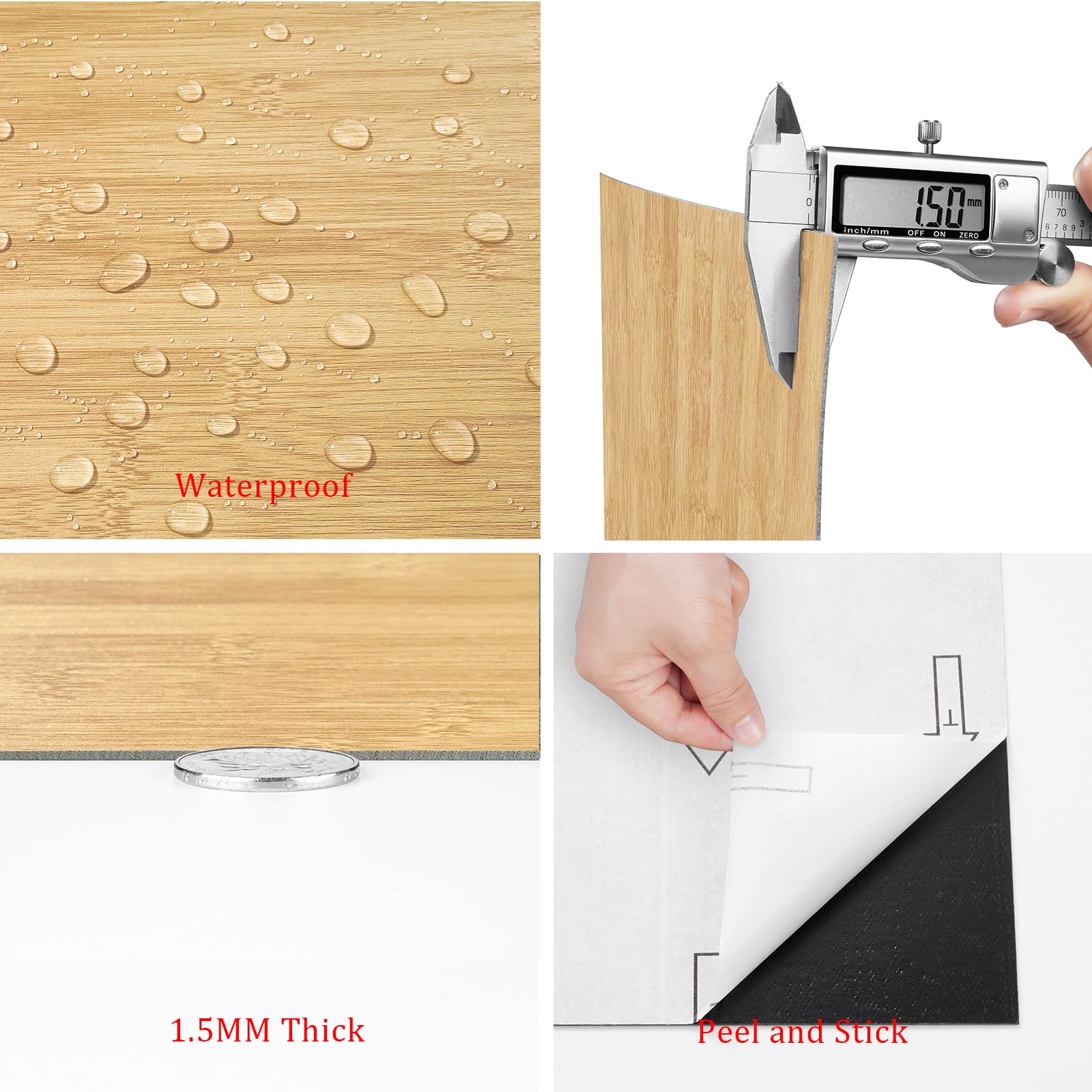 Livelynine Piastrelle Adesive Pavimento Parquet Chiaro 30x30CM Pavimento PVC Adesivo Effetto Legno Pino 32-Piastrelle PVC Adesivo Pavimento Bagno Impermeabile Mattonelle Adesive Pavimento Cucina