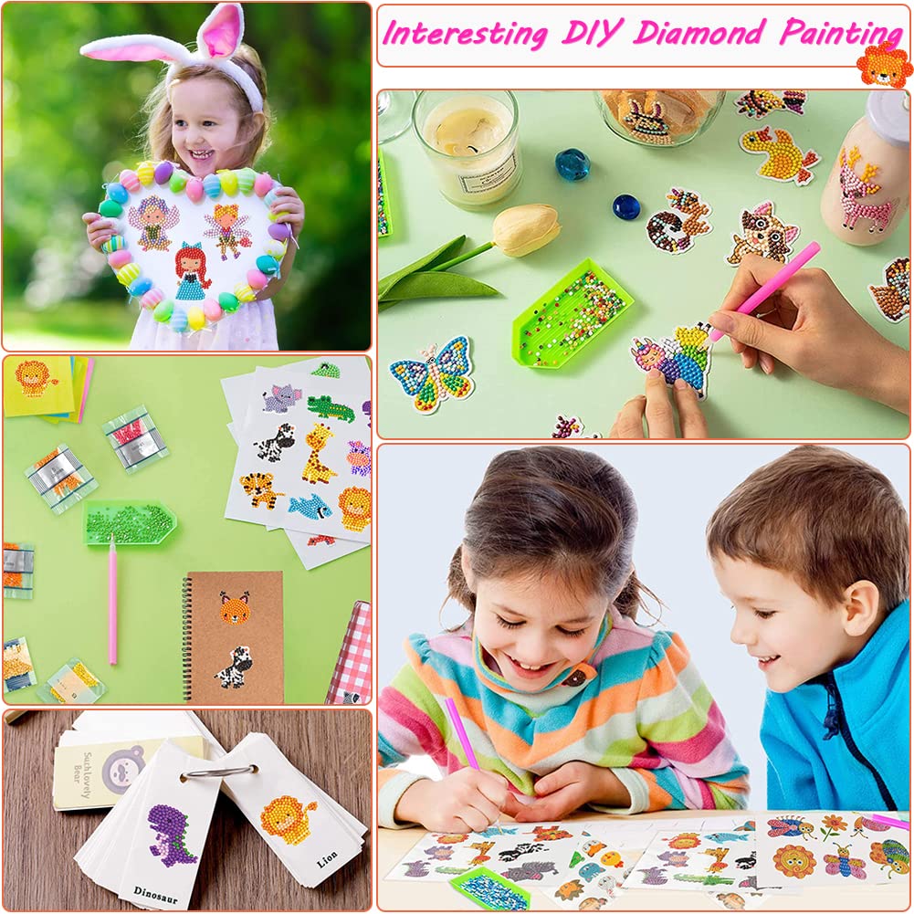 Diamond Painting Enfant, 14 Pièces Diy Diamant Autocollant, Diy Peinture Diamant Animaux