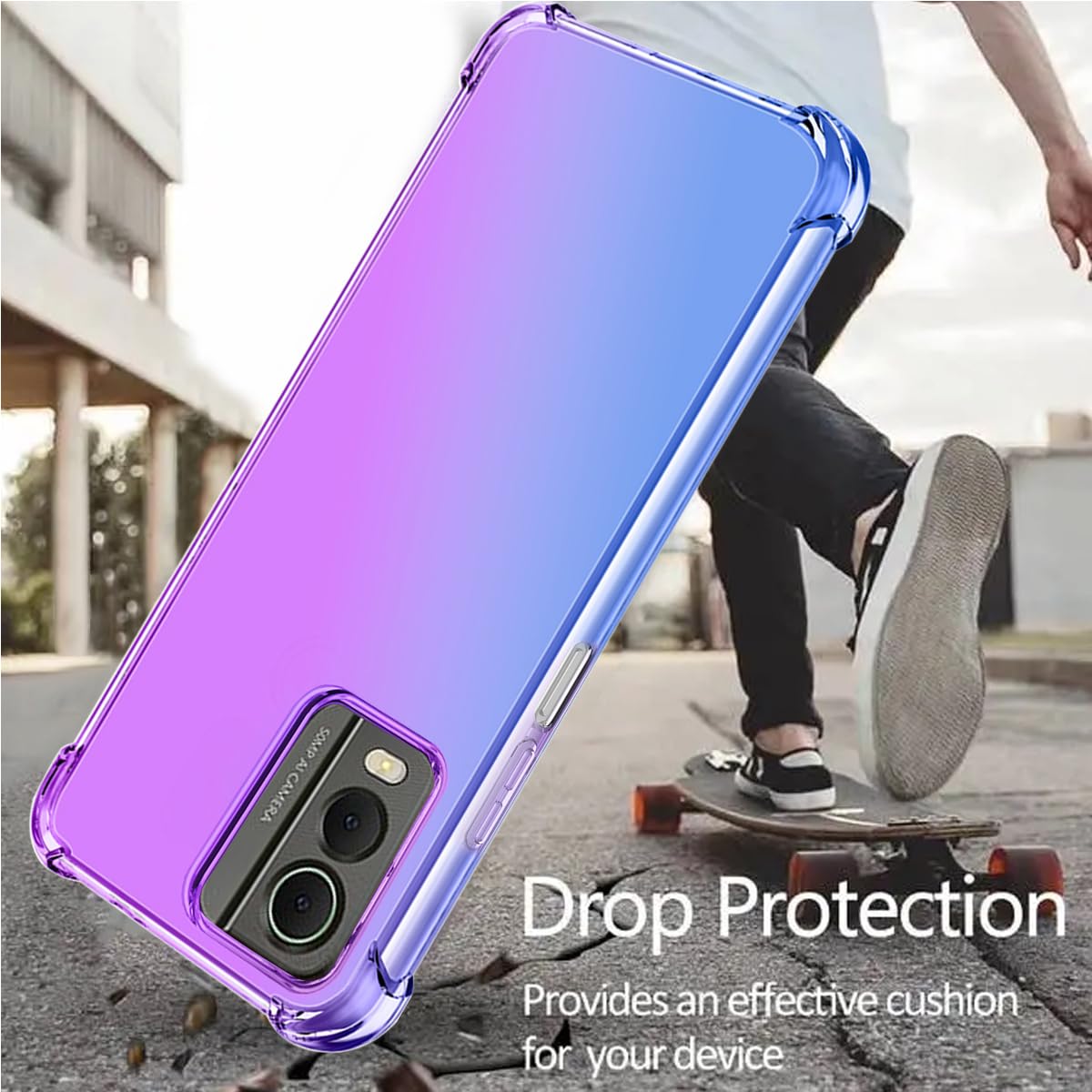 Osophter Funda Para Nokia C32: Con 2 Protectores De Pantalla De Absorción De Golpes Flexible TPU Goma Protectora Para Nokia C32 (UK-rojo