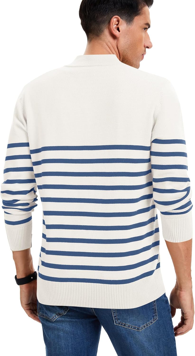 iWoo Men's Quarter Zip Sweaters Slim Fit Long Sleeve Knitted Pullover Mock Neck Business Casual Dress Sweater - Image 4