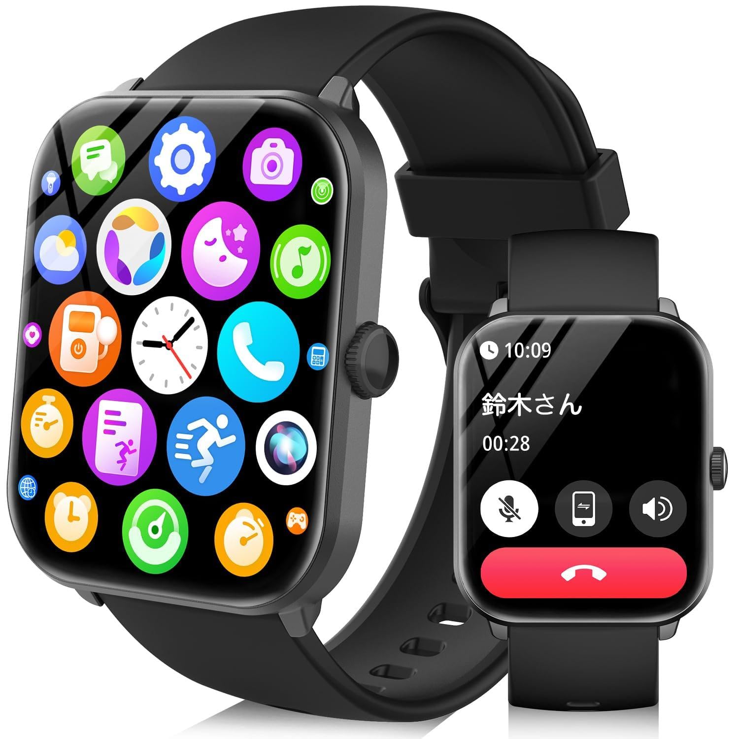 2025年 新登場 GPS連携】スマートウォッチ Bluetooth通話機能 1.75インチ大画面 男女兼用 iPhone&アンドロイド対応 SMS/ Line通知 音楽再生 運動記録 スマートウォッチ 正規品【2025新登場&1.9インチ大画面 】iPhone/アンドロイド対応  Bluetooth5.3通話機能付き