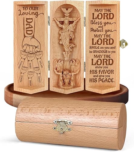 Vista 81 de Jesuspirit - Decoración cristiana, escultura católica de madera, regalos cristianos para hombres, estatua de Jesús, Virgen María, Decoración