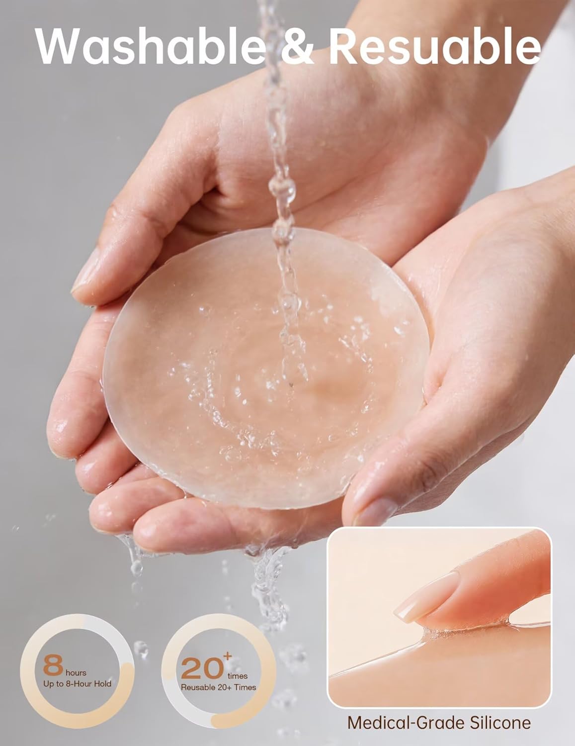 Vertvie Nipple Covers for Women Sticky Bra Reusable Adhesive Silicone Pasties Cover No Show Seamless Washable Breast Petals - Image 3