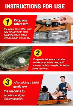 Rowing Machine Water Cleaning Tablets | Universal Water Rowing Machine Tank Cleaner | Safe, Eco-Friendly Formula | 4 Tablets