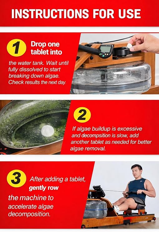 Rowing Machine Water Cleaning Tablets | Universal Water Rowing Machine Tank Cleaner | Safe, Eco-Friendly Formula | 4 Tablets