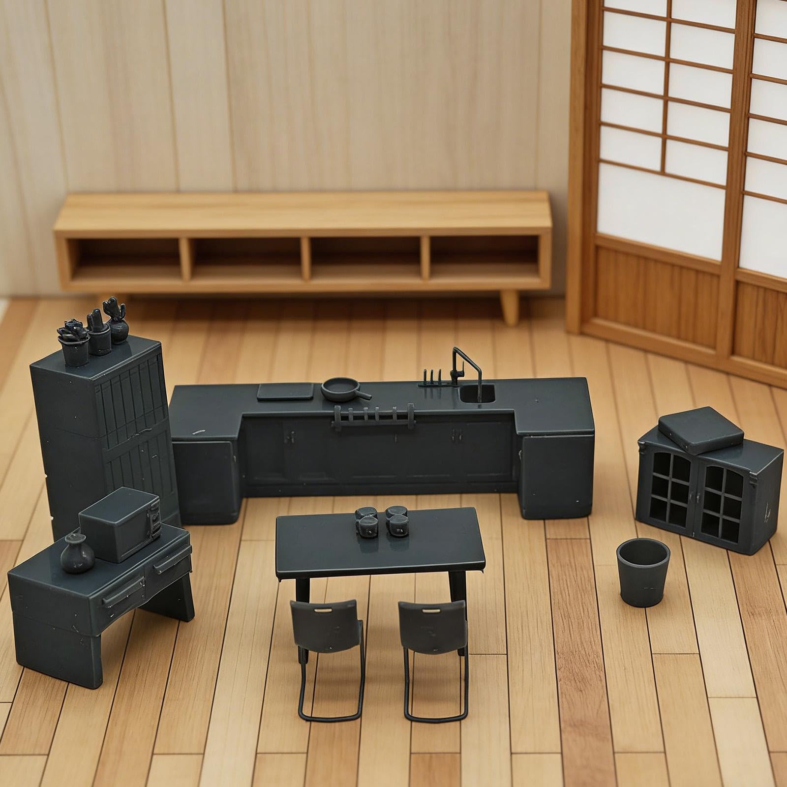 Amazon | JunZheHub ミニチュアキッチン家具セット、ドールハウス装飾
