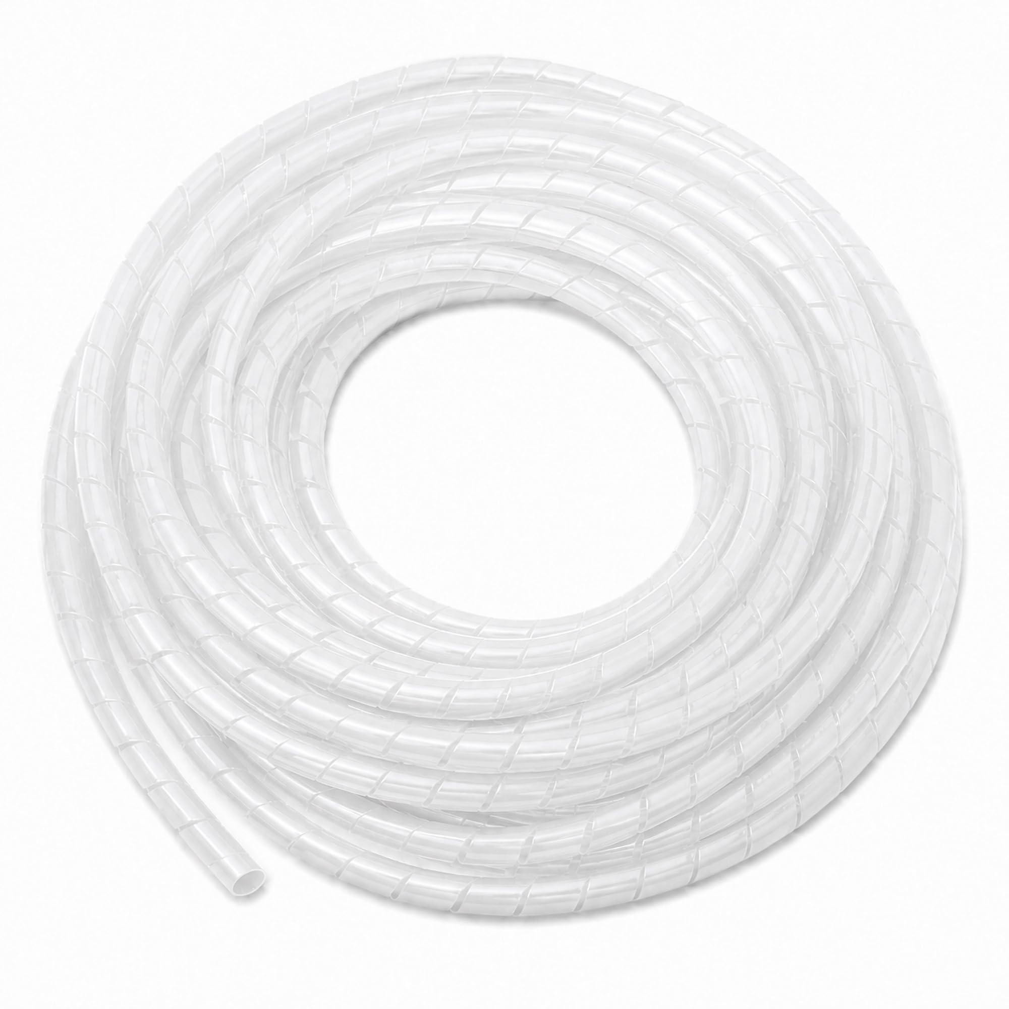 On1shelf 12mm Natural Spiral Wrap, 10m Translucent Cable Tidy Sleeve, Flexible Wire Management Tube for PC, TV, Home Cinema, Office, Desk and Workshop Leads