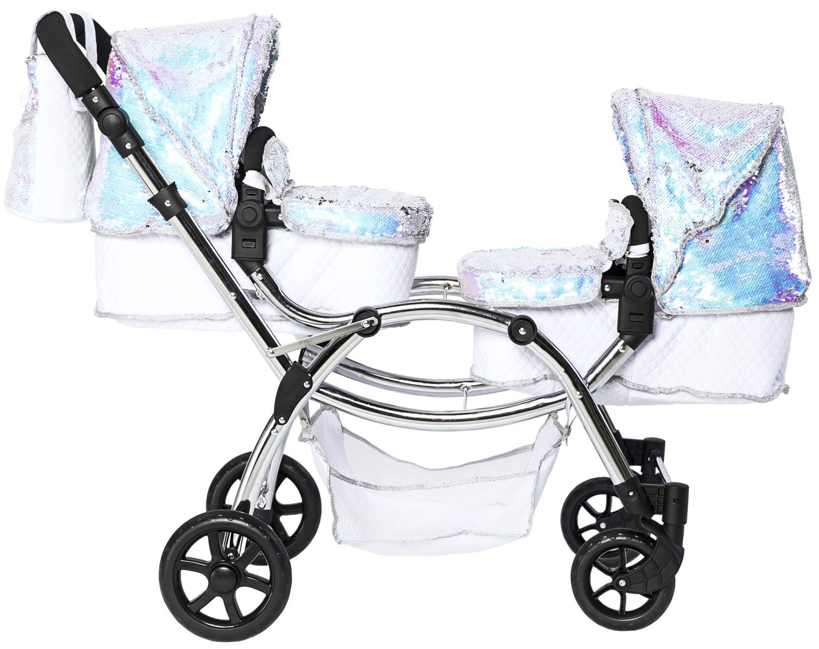 Roma Amy Childs Polly Sparkle podwójne lalki wózek dziecięcy 2 w 1, wózek dziecięcy i łóżeczko do przenoszenia - syrenka 3-16 lat