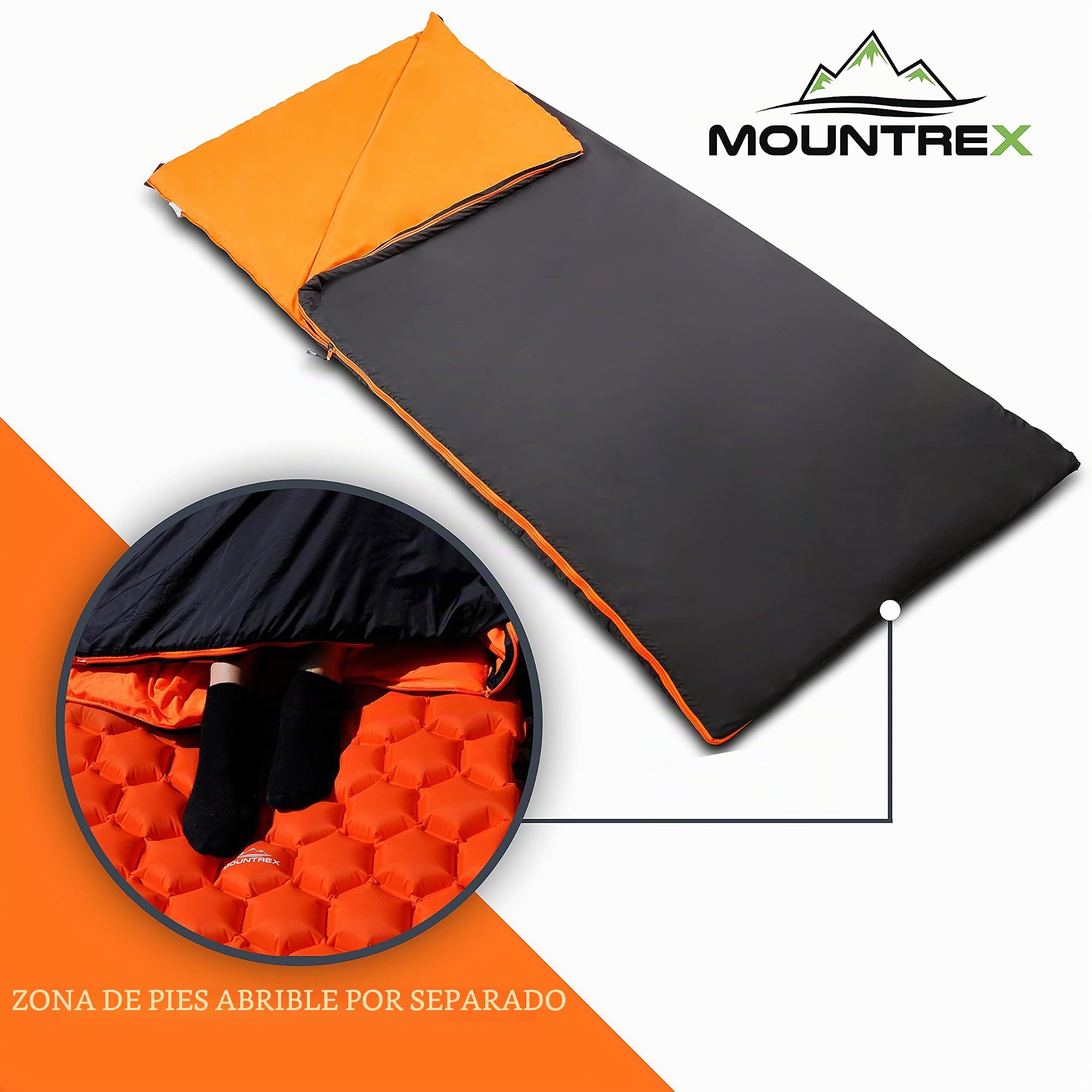 MOUNTREX® Saco de dormir – Tamaño pequeño y ultraligero (730 g) – Saco de dormir de verano – Camping Viaje Festival – Acoplable