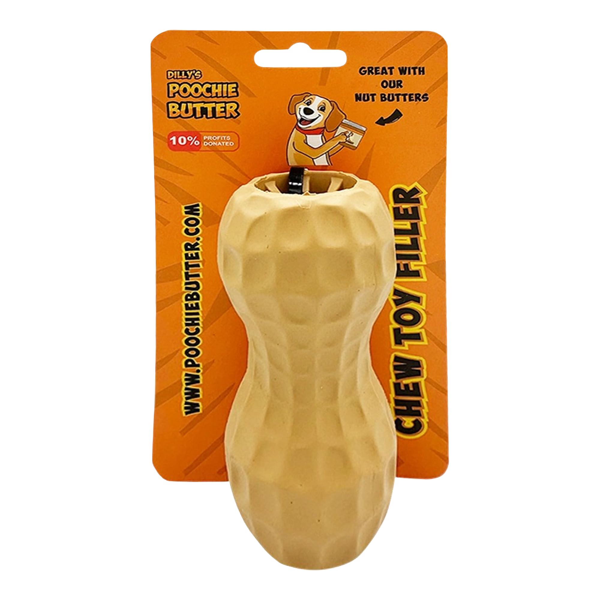 Poochie Butter Peanut Butter Durable Chew Treat Toy for Dogs - Dog Chew Toys for Aggressive Chewers - Solid Natural Rubber Toy for Pet - Premium Treat
