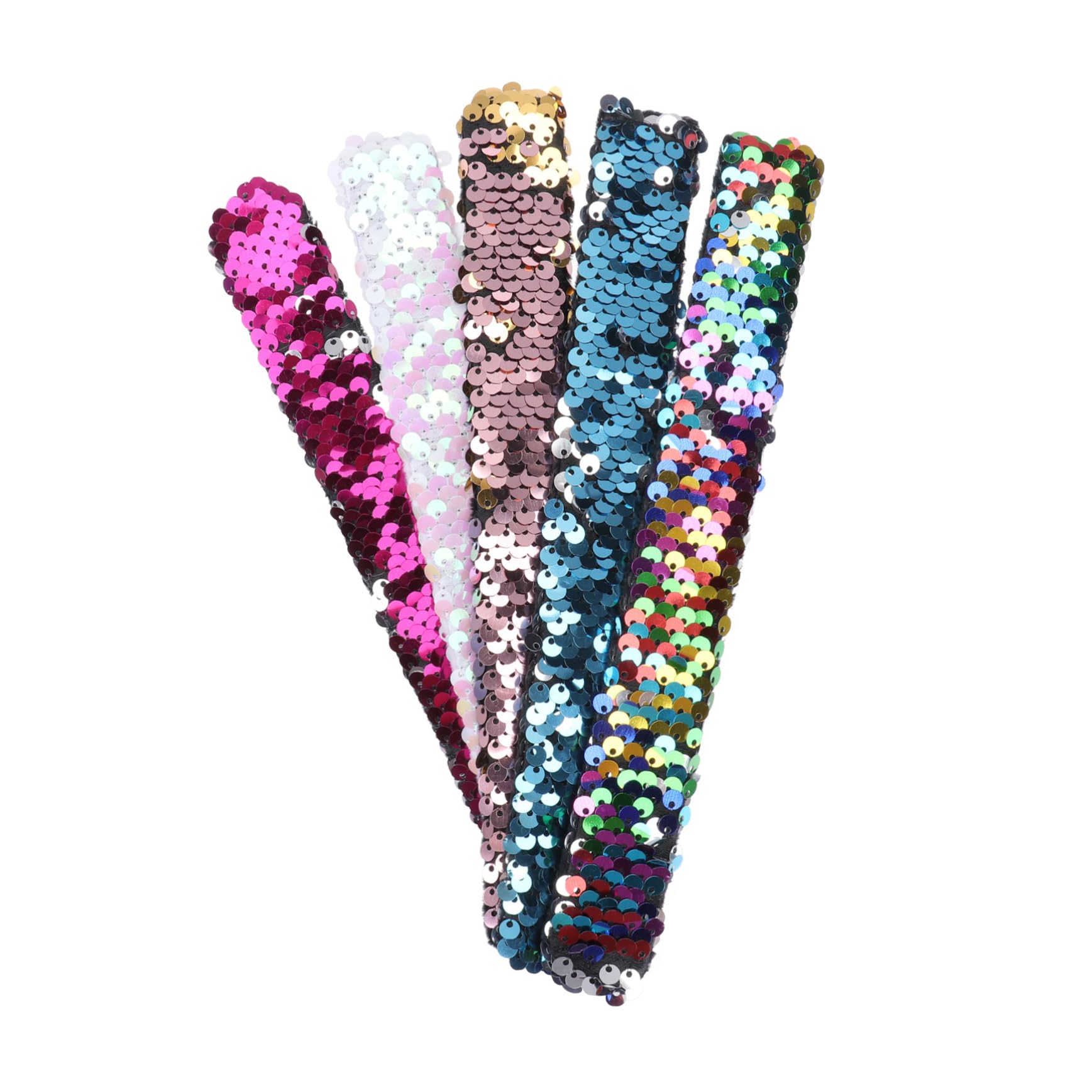 WEKAMOS 5pcs Mermaid Sequin Slap Bracelets Boys and Girls Slap Bands Clothing Accessory and Children's Toy with Creative Mermaid Shape for Costume Jewellery Boys and Girls Birthday