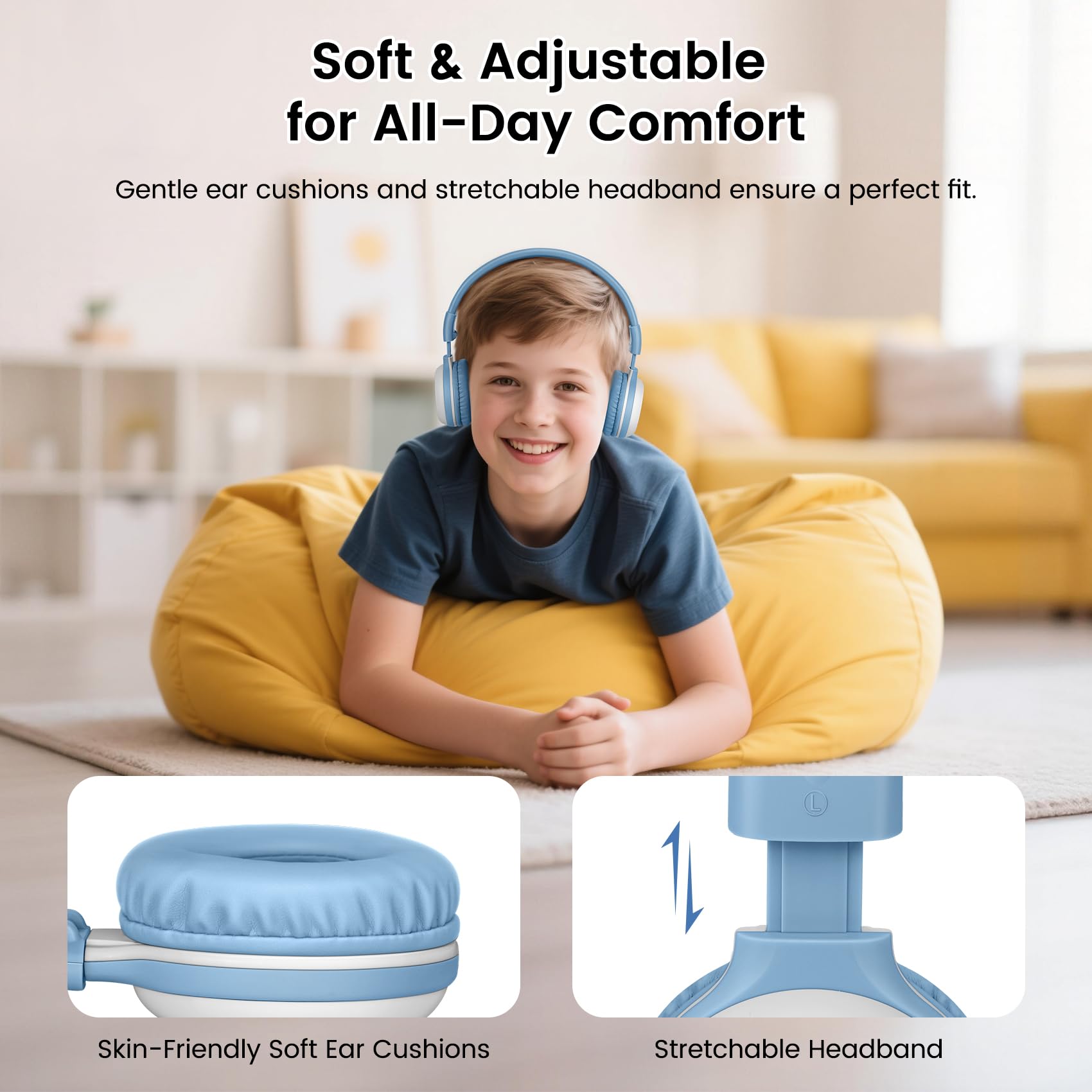 SIMOLIO Auriculares Bluetooth para niños, rosa y azul