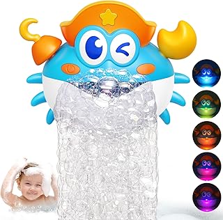 Bath Toys,Light Up Crab Bath Bubble Maker Bathroom Toys for Kids Ages 1-3 4-8,Bath Bubble Machine with Colourful Light Toddler Bathub Toy Great Birthday Gifts for Kids