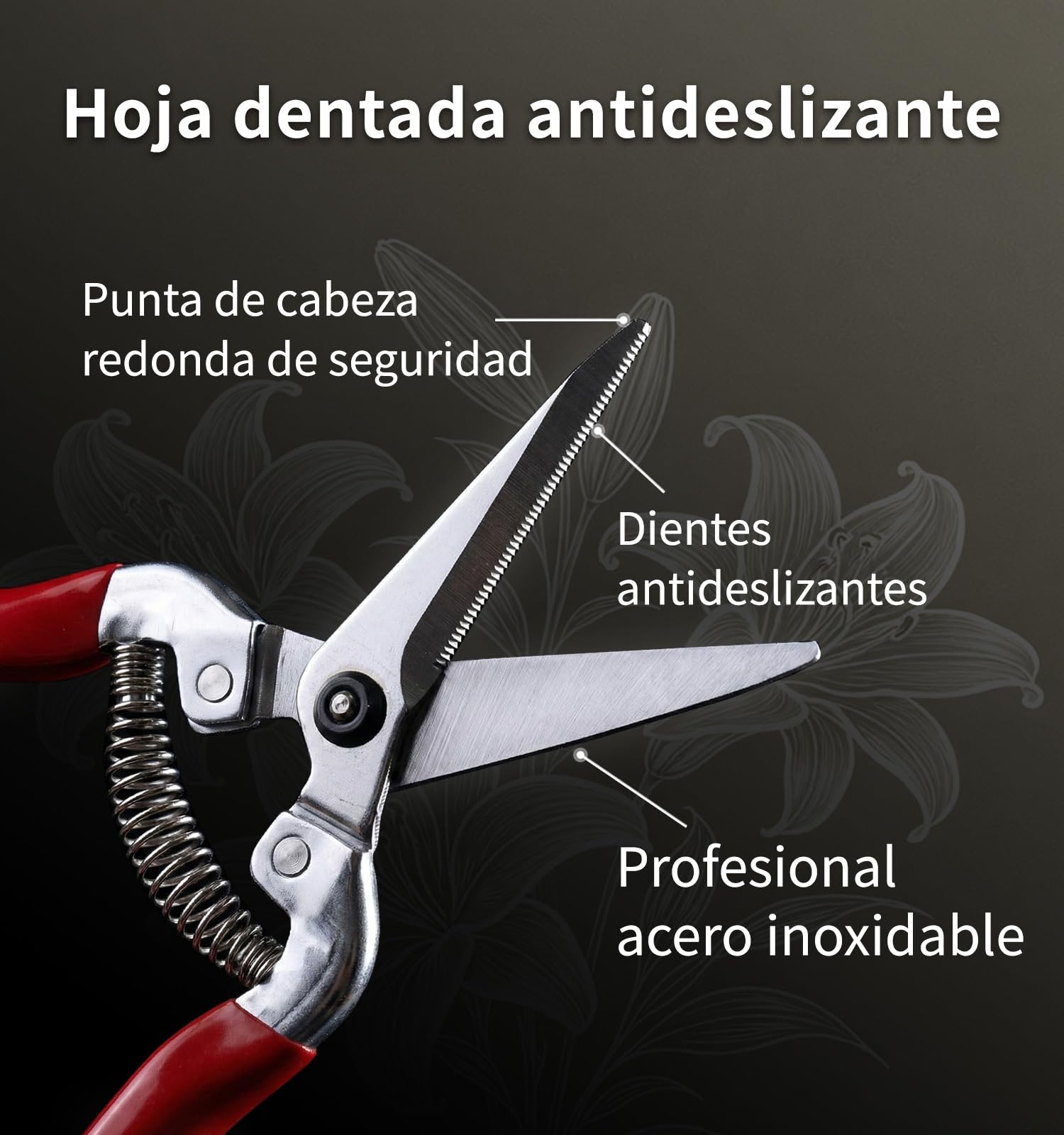 Gardeness Juego de 12 Tijeras de Jardinería – Tijeras de Podar con Hoja Dentada de Acero Inoxidable, Tornillo Ajustable y Punta Fina para Flores y Verduras