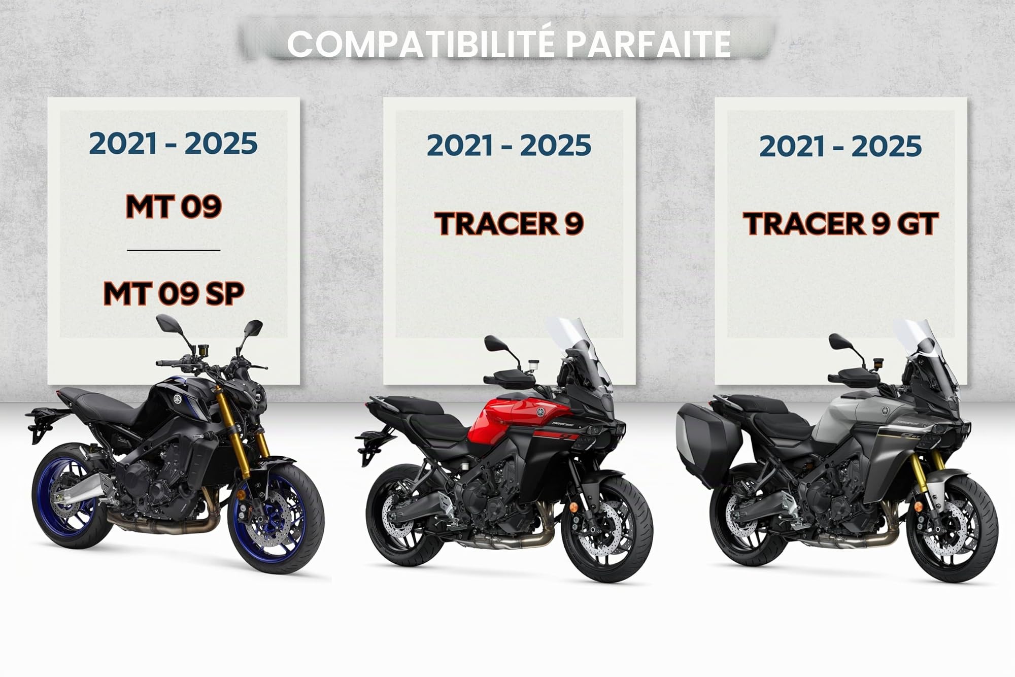 Bouchons de Cadre de Moto Rouge compatibles avec Yamaha MT-09 / MT-09 SP/Tracer 9 / Tracer 9 GT 2021-2025 - Couvre-Trou Cadre latéral - Accessoires Moto esthétiques (Noir)