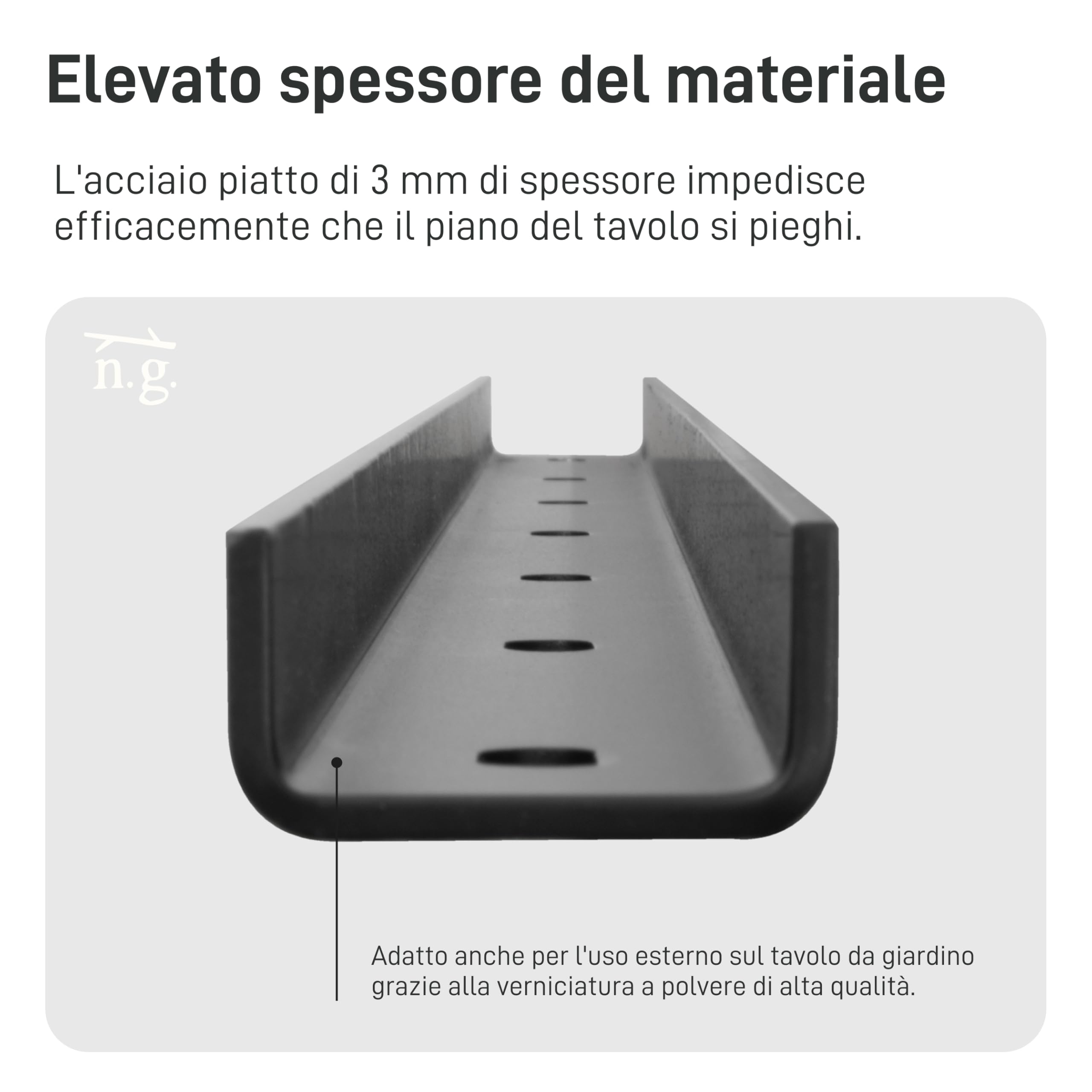 3 strisce a forma di U per tavoli, accessori da tavolo, supporto per profilo, profilo di rinforzo, profilo a U, traverso, profilo a scanalatura (lunghezza 60 cm, set da 3)