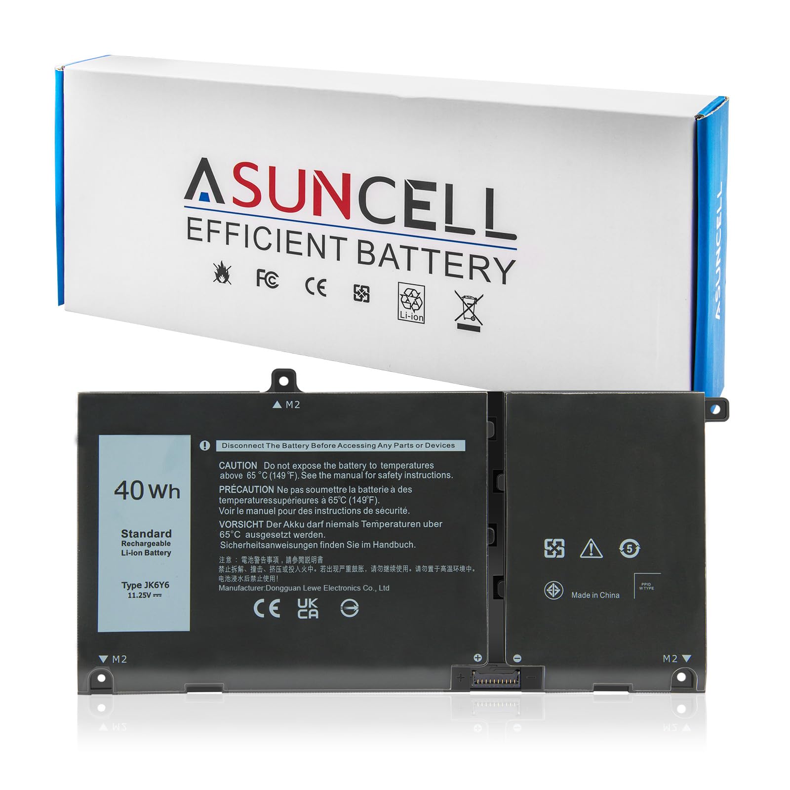 ASUNCELL 40Wh JK6Y6 H5CKD Battery for Dell Latitude 3410 3510 3120 3140 Vostro 5300 5301 5401 5501 Inspiron 5300 5301 5401 5402 5408 5409 5501 5508 5509 5400 5406 7405 7300 7306 7500 7506 2-in-1