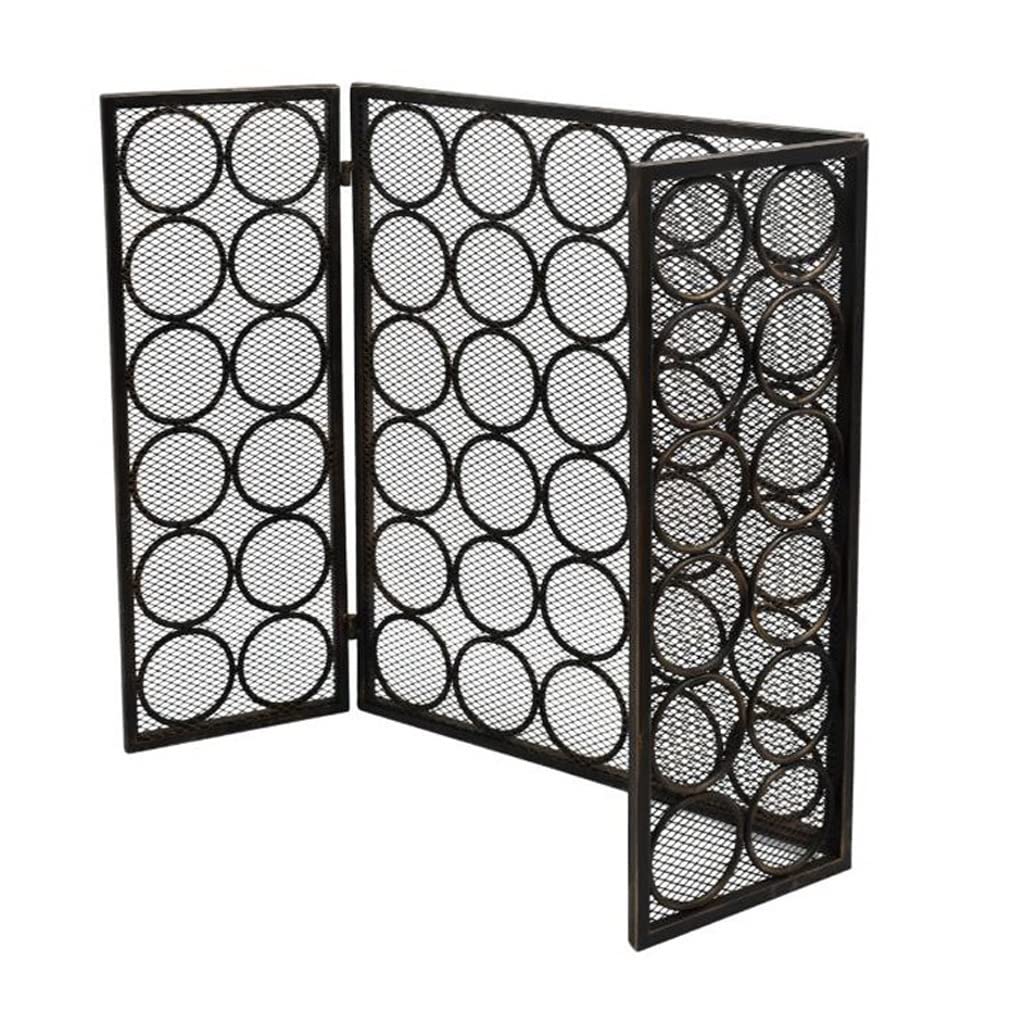 Salvachispas Chimenea Pantalla de pantalla de chimenea de hierro forjado Patrón de círculo tríptico con pantalla de protección de chispa neta Hogar Chimenea Cerca de seguridad ( Color : Black )