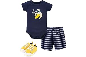 Ultra-Soft Unisex Baby Cotton Bodysuit, Shorts, and Shoe Set