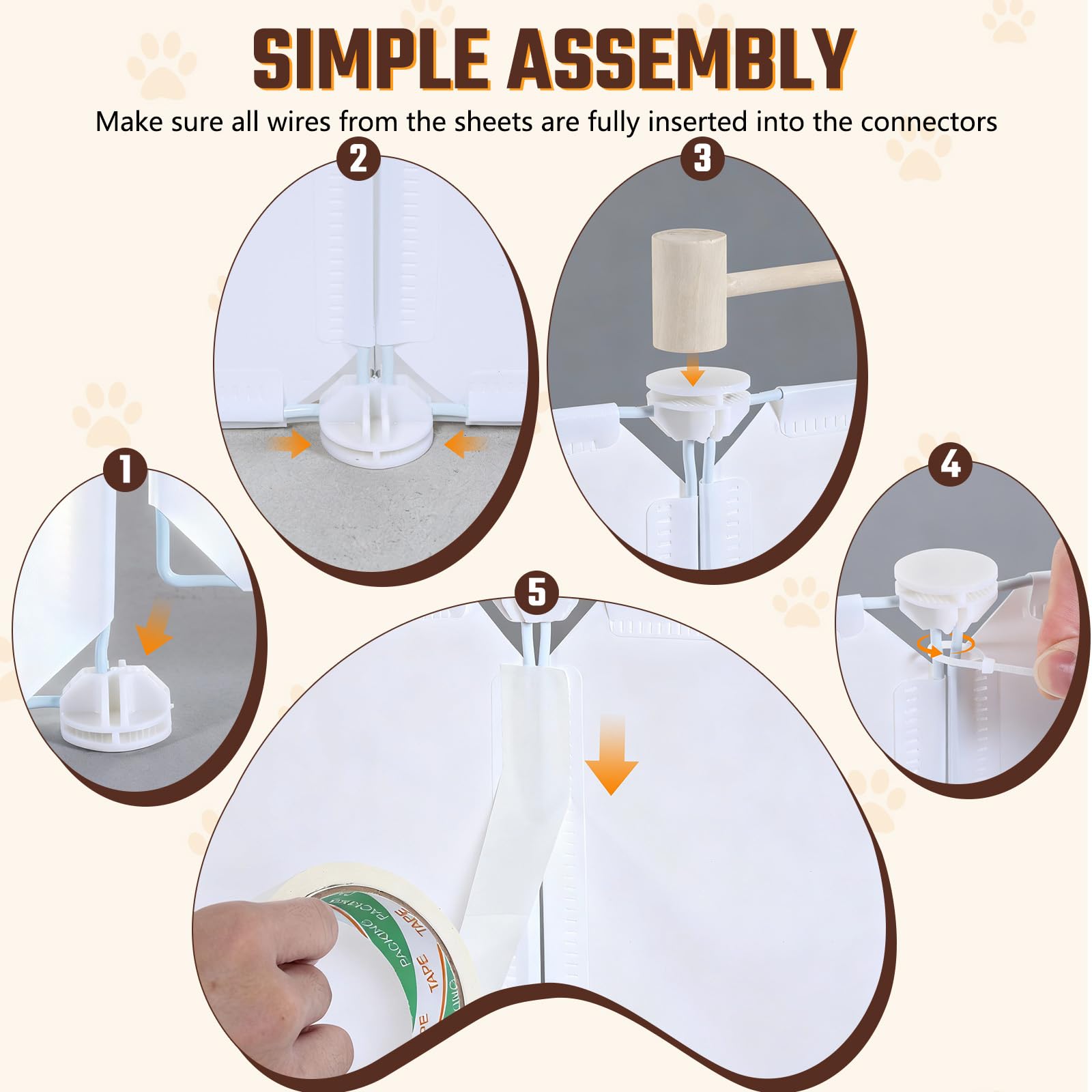 Caja de arena para gatos, impermeable, protector contra salpicaduras, extra grande, hojas de plástico ligero con cubierta de cable, cinta de martillo y cinta métrica, 27.5 pulgadas de largo x 20.4