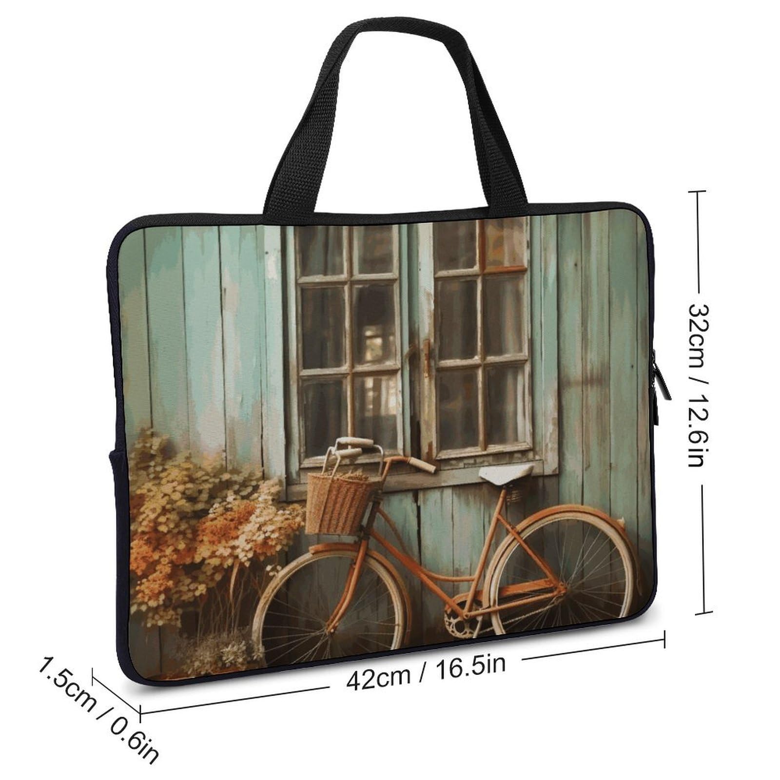 Custodia per computer portatile da 17 pollici, con finestra vintage, ultra sottile, leggera e impermeabile, in neoprene resistente, custodia protettiva portatile per computer con cinghia da polso